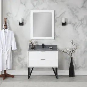 Altair Designs Helios 36" Single Bathroom Vanity Set with Concrete Gray Stone Countertop - 548036-WP-CG-NM