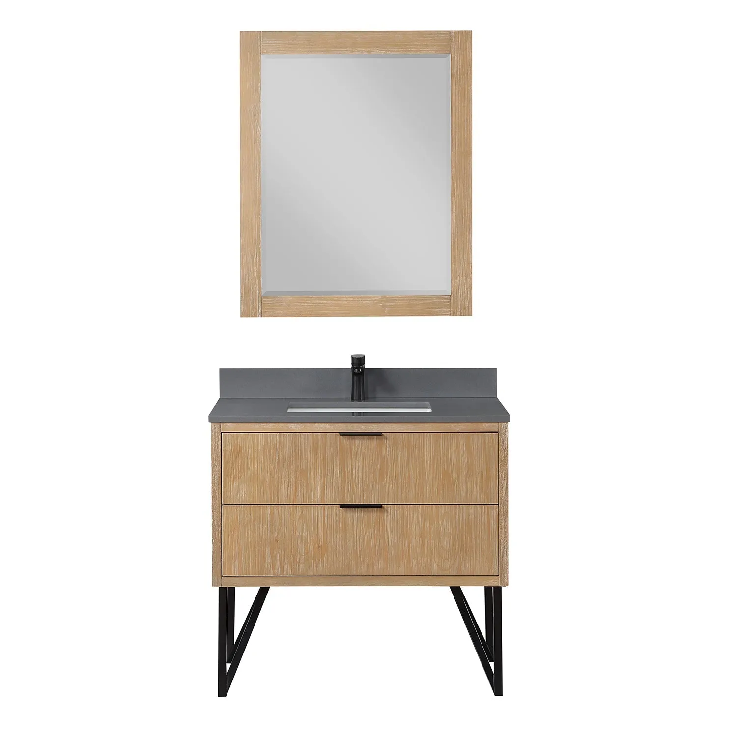 Altair Designs Helios 36" Single Bathroom Vanity Set with Concrete Gray Stone Countertop - 548036-WP-CG-NM