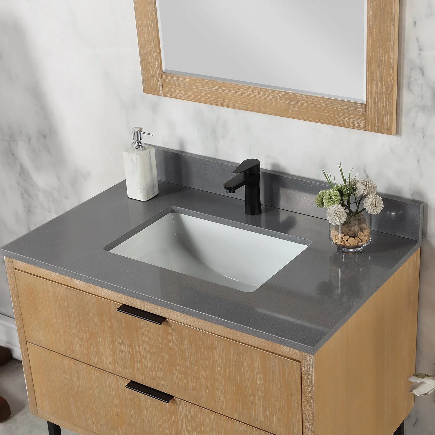 Altair Designs Helios 36" Single Bathroom Vanity Set with Concrete Gray Stone Countertop - 548036-WP-CG-NM