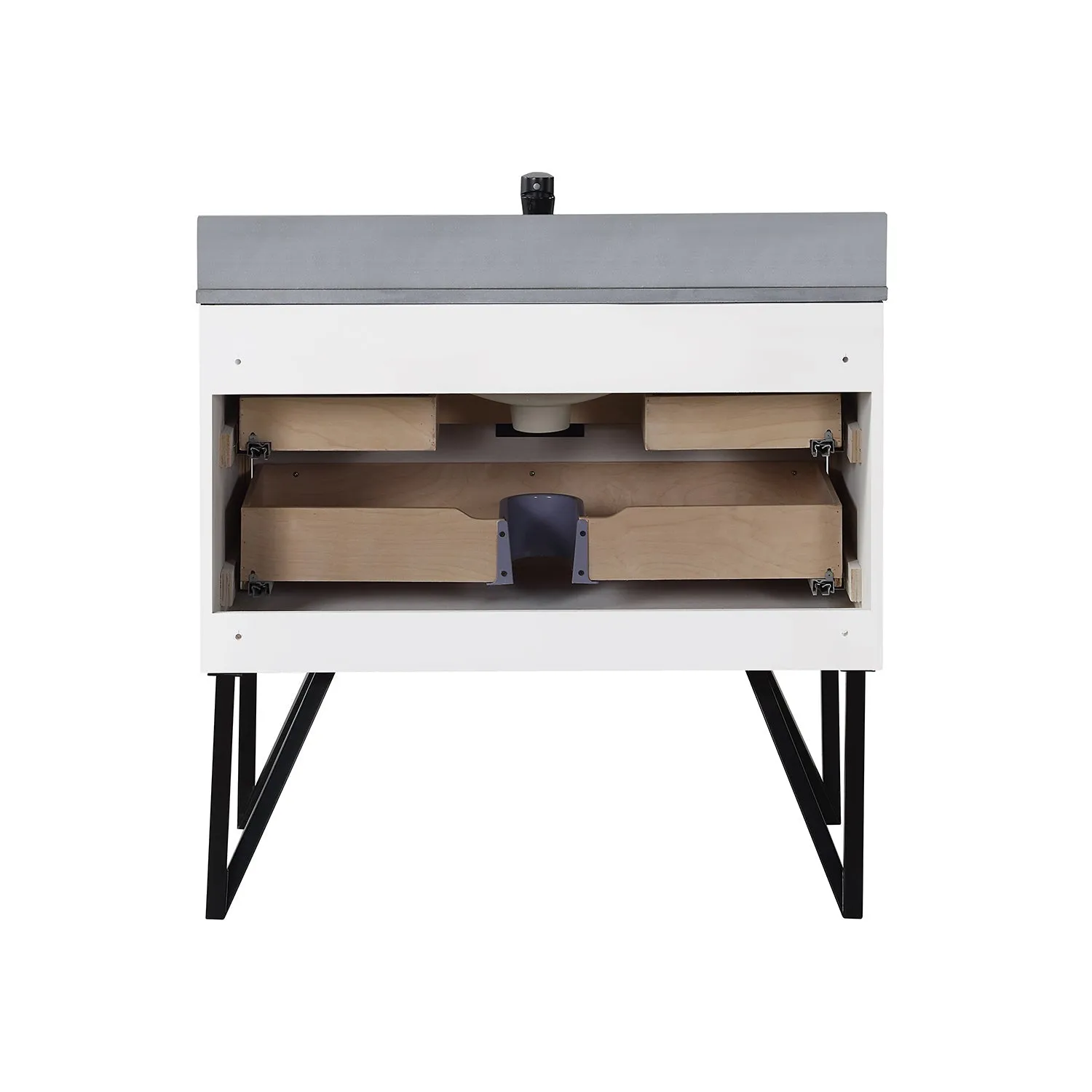 Altair Designs Helios 36" Single Bathroom Vanity Set with Concrete Gray Stone Countertop - 548036-WP-CG-NM