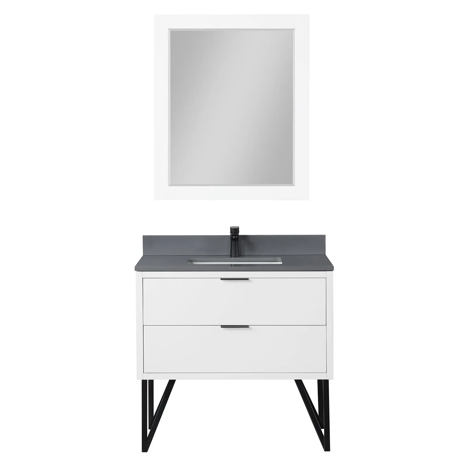 Altair Designs Helios 36" Single Bathroom Vanity Set with Concrete Gray Stone Countertop - 548036-WP-CG-NM