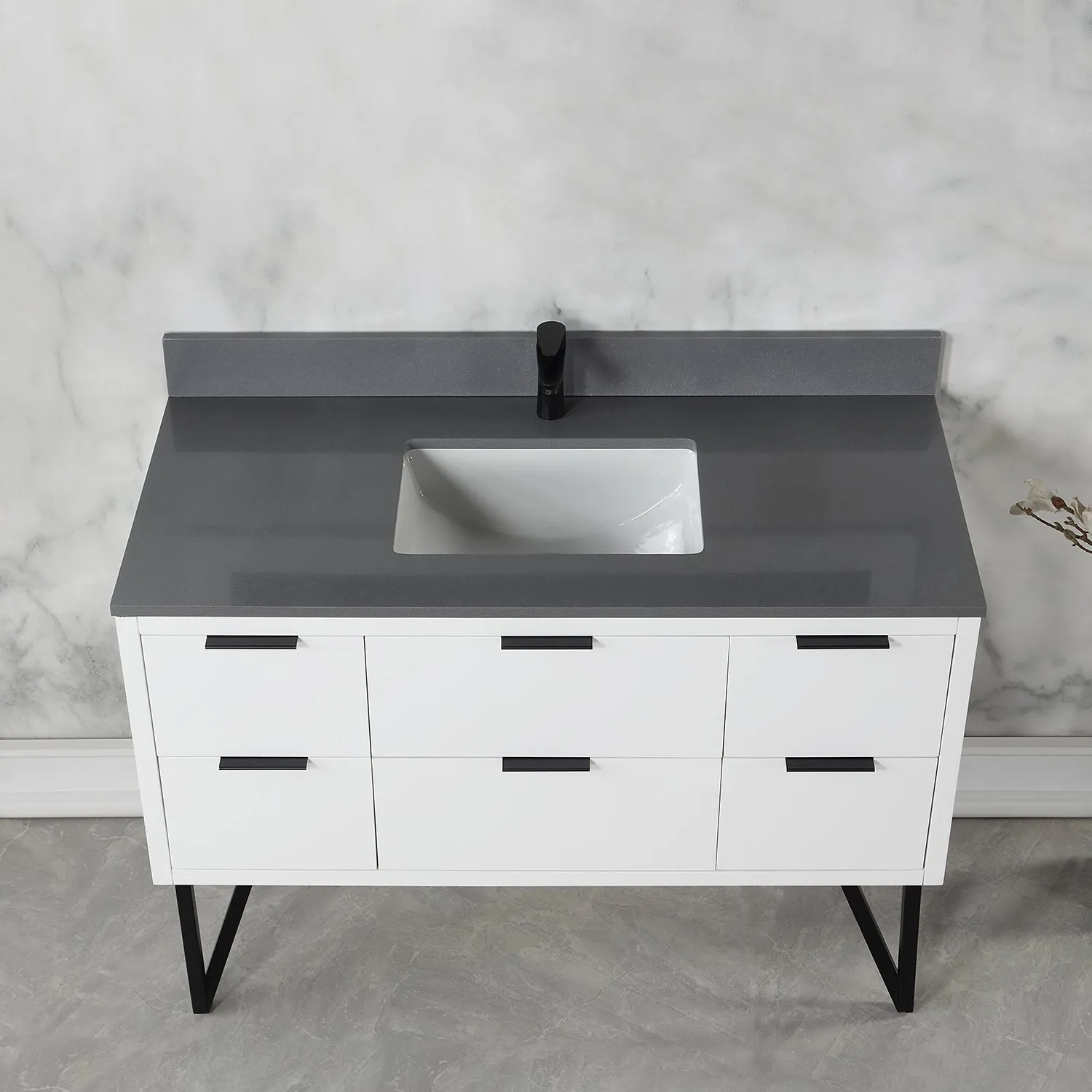 Altair Designs Helios 48" Single Bathroom Vanity Set with Concrete Gray Stone Countertop - 548048-WP-CG-NM