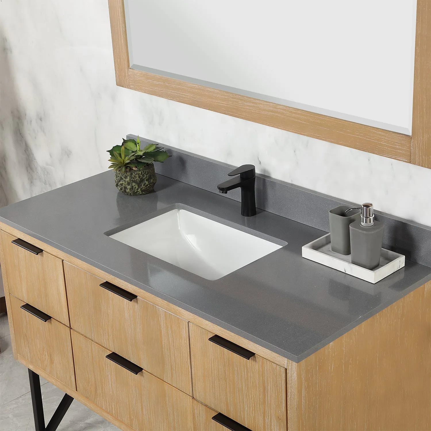 Altair Designs Helios 48" Single Bathroom Vanity Set with Concrete Gray Stone Countertop - 548048-WP-CG-NM