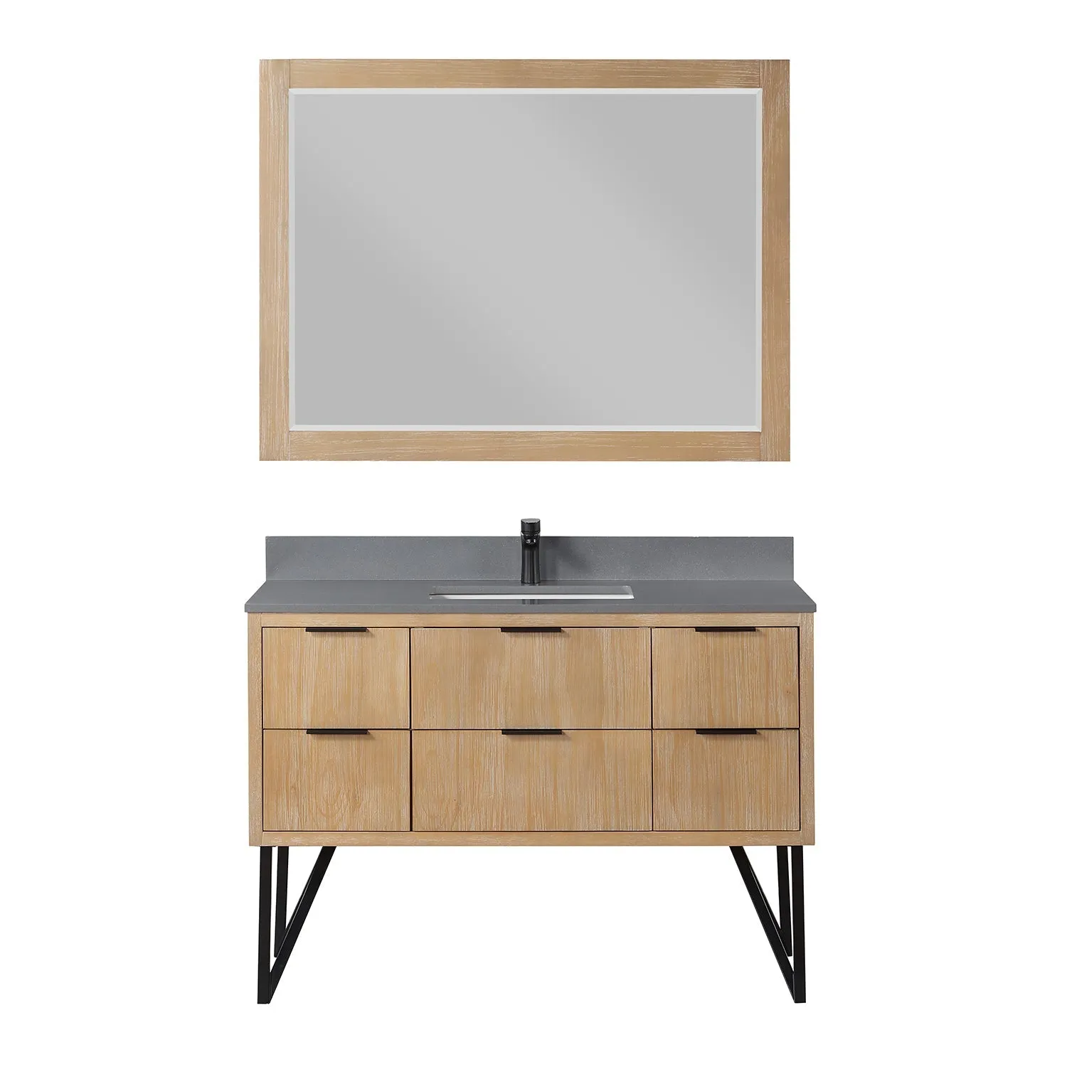 Altair Designs Helios 48" Single Bathroom Vanity Set with Concrete Gray Stone Countertop - 548048-WP-CG-NM