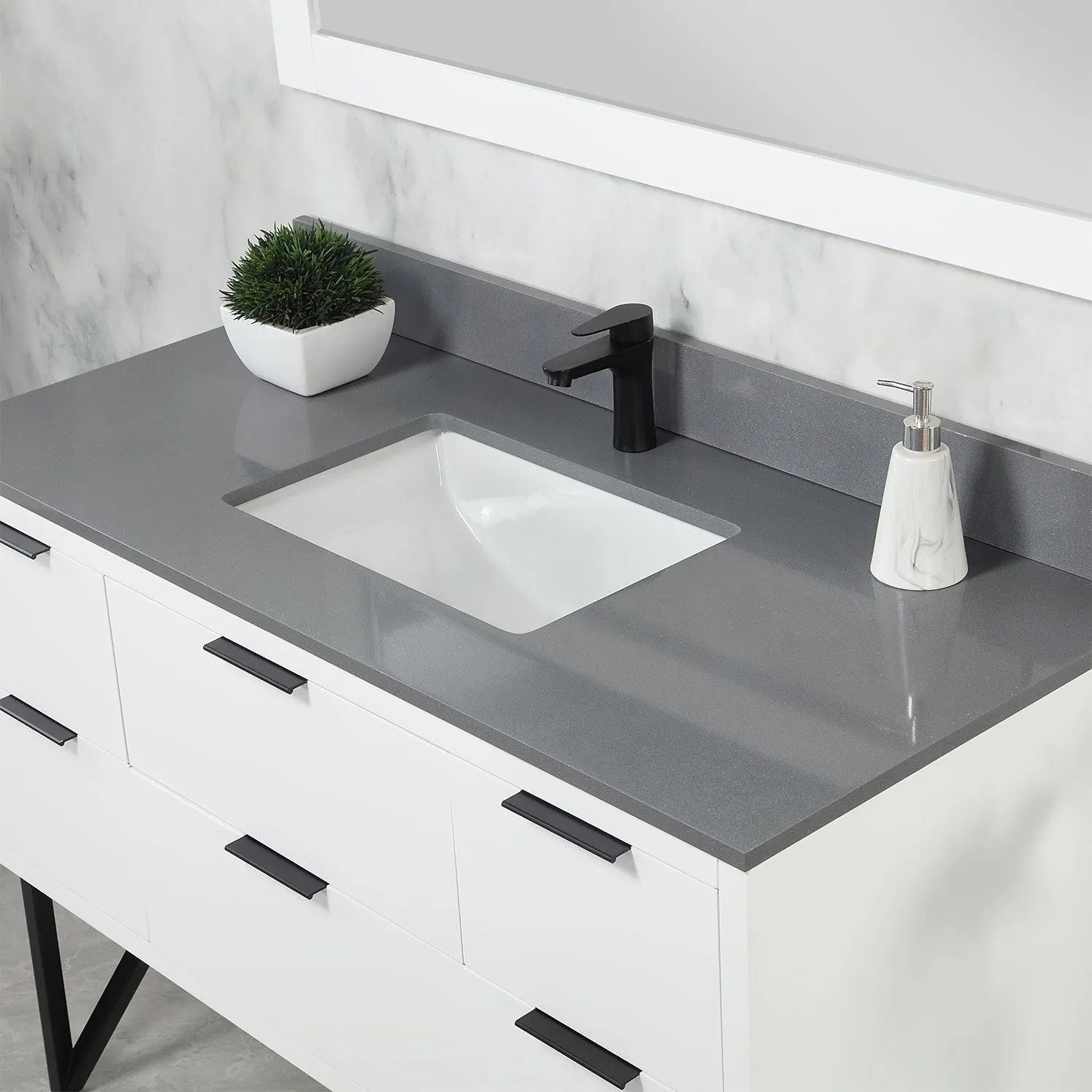 Altair Designs Helios 48" Single Bathroom Vanity Set with Concrete Gray Stone Countertop - 548048-WP-CG-NM