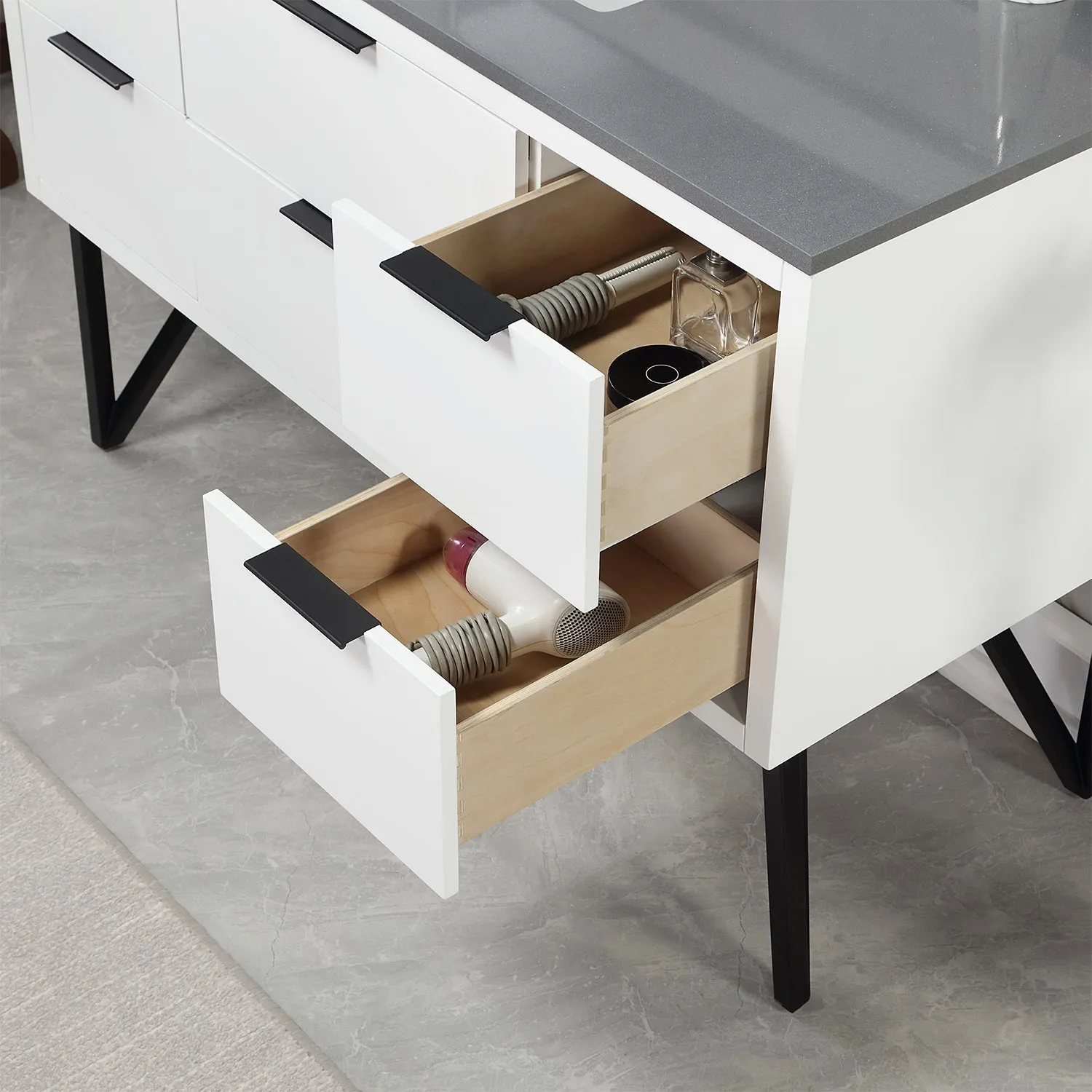 Altair Designs Helios 48" Single Bathroom Vanity Set with Concrete Gray Stone Countertop - 548048-WP-CG-NM