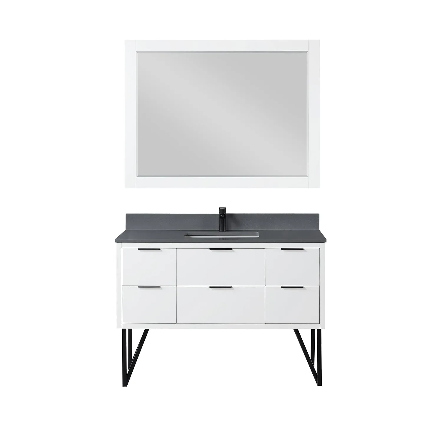 Altair Designs Helios 48" Single Bathroom Vanity Set with Concrete Gray Stone Countertop - 548048-WP-CG-NM