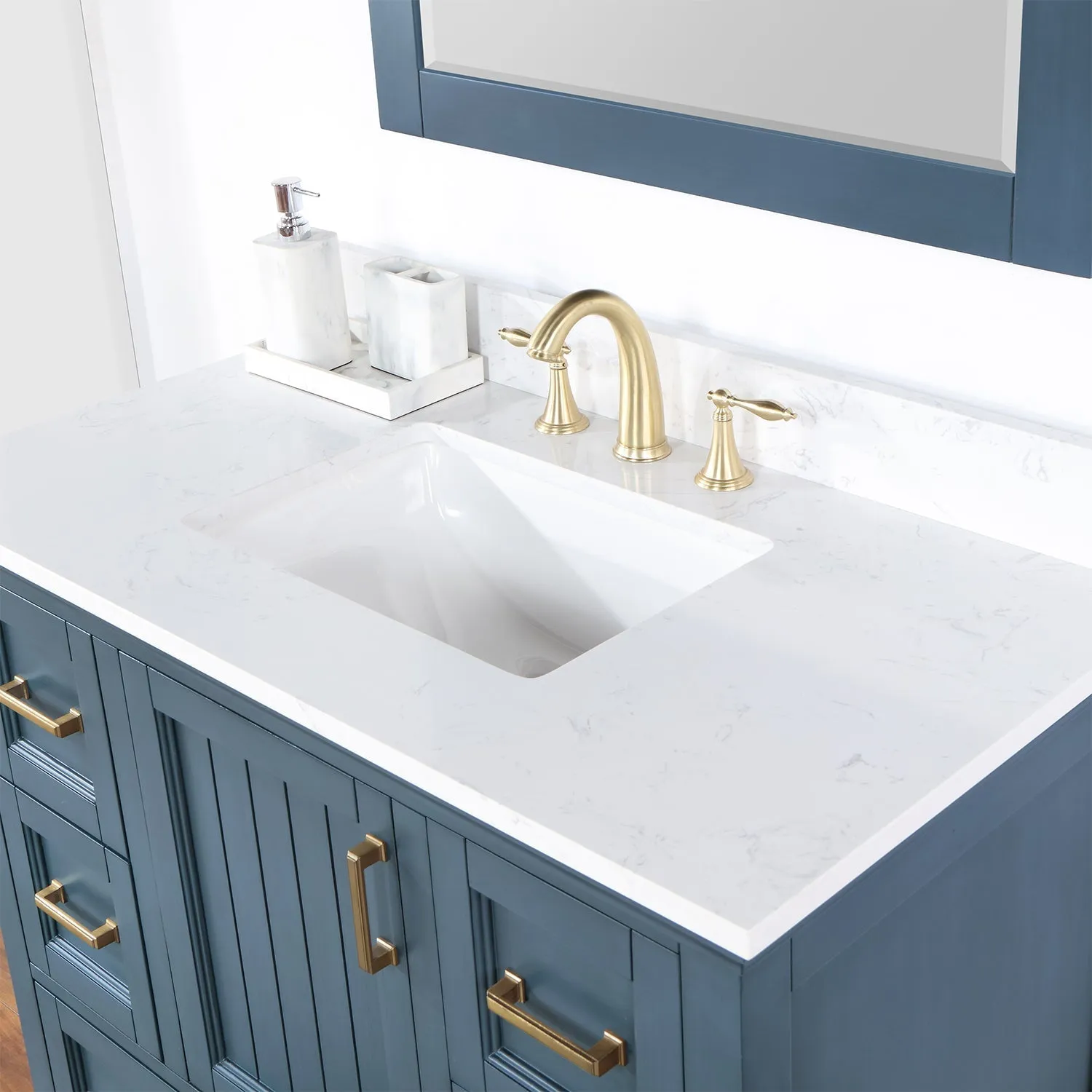 Altair Designs Isla 42" Single Bathroom Vanity Set with Composite Aosta White Stone Countertop - 538042-GR-AW-NM
