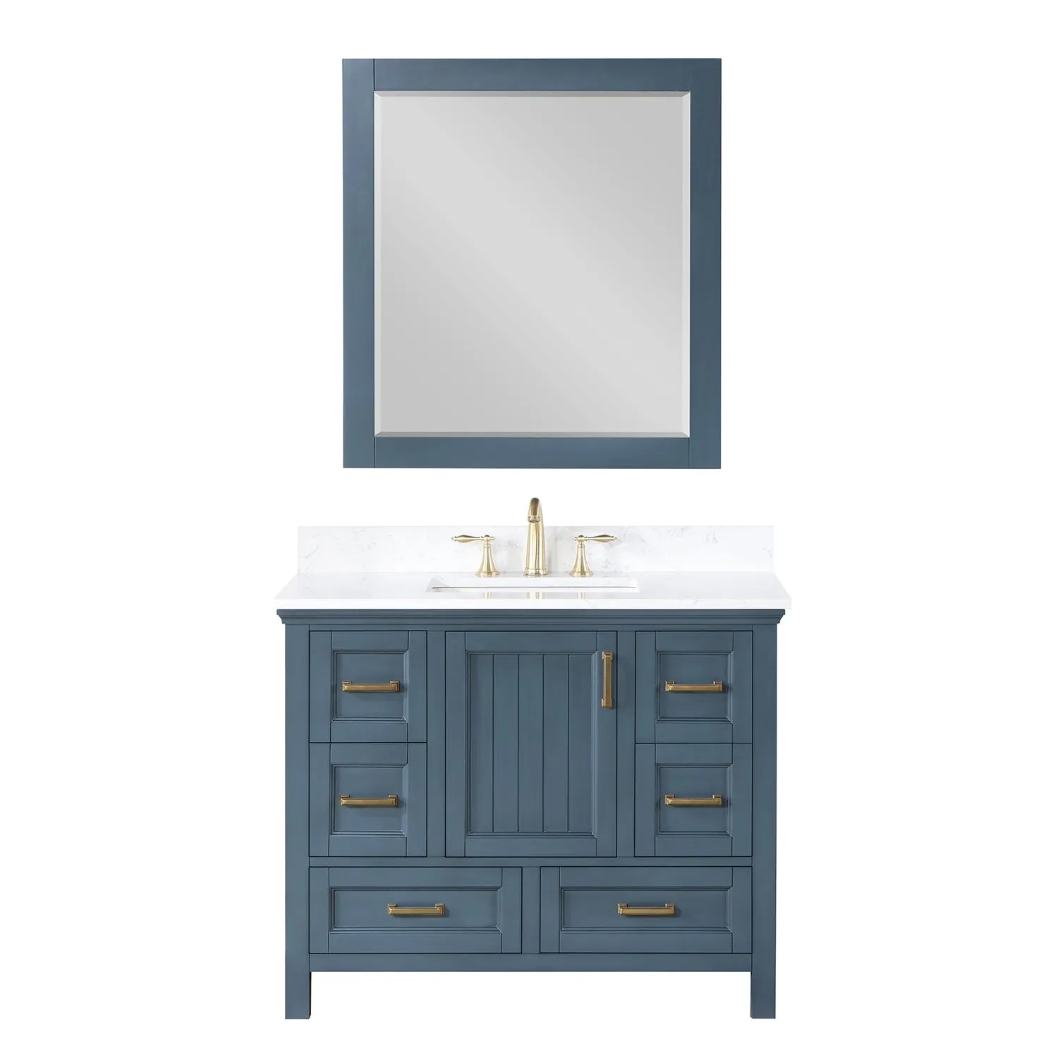 Altair Designs Isla 42" Single Bathroom Vanity Set with Composite Aosta White Stone Countertop - 538042-GR-AW-NM