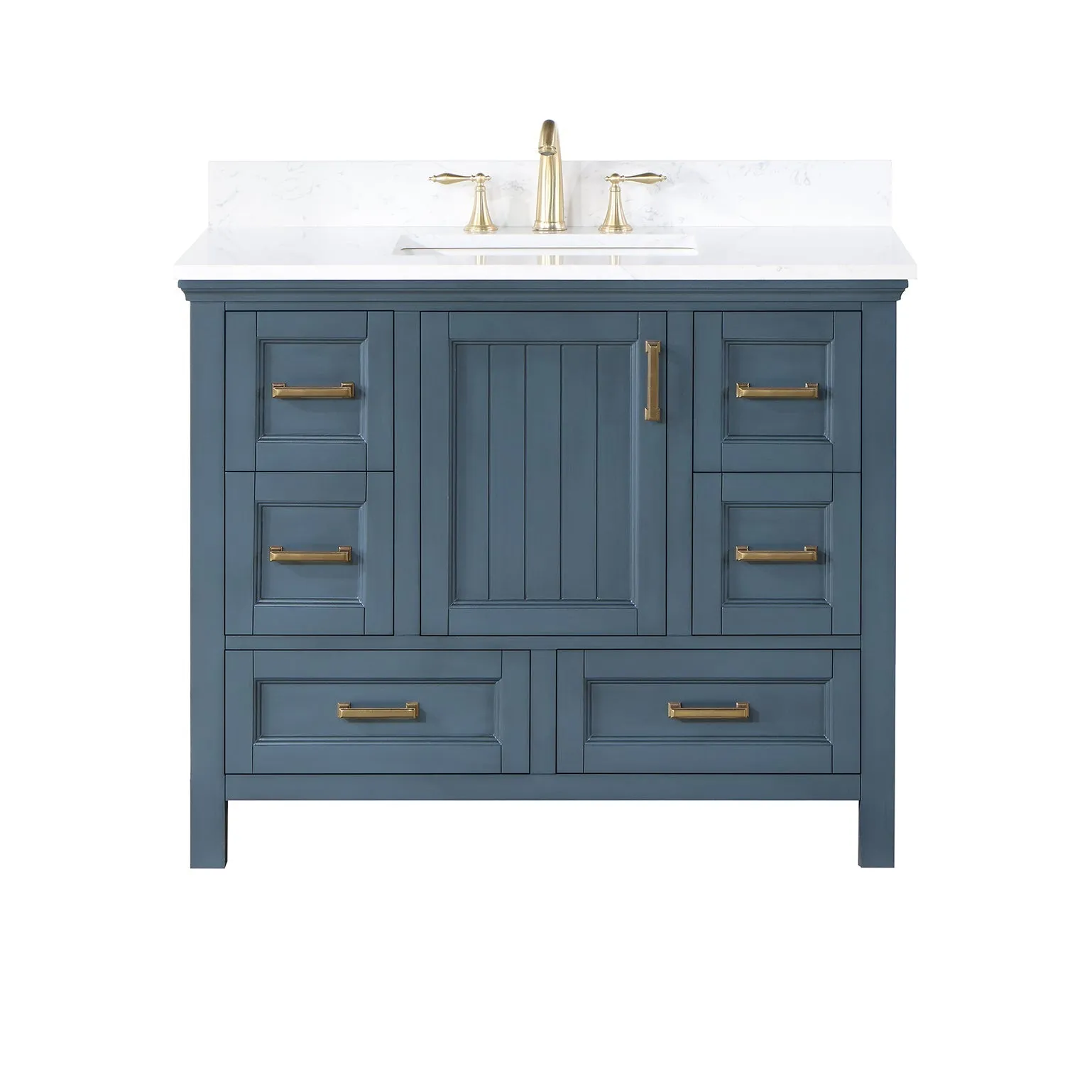 Altair Designs Isla 42" Single Bathroom Vanity Set with Composite Aosta White Stone Countertop - 538042-GR-AW-NM