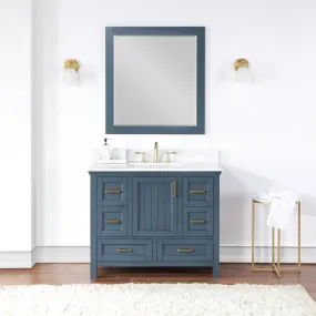 Altair Designs Isla 42" Single Bathroom Vanity Set with Composite Aosta White Stone Countertop - 538042-GR-AW-NM