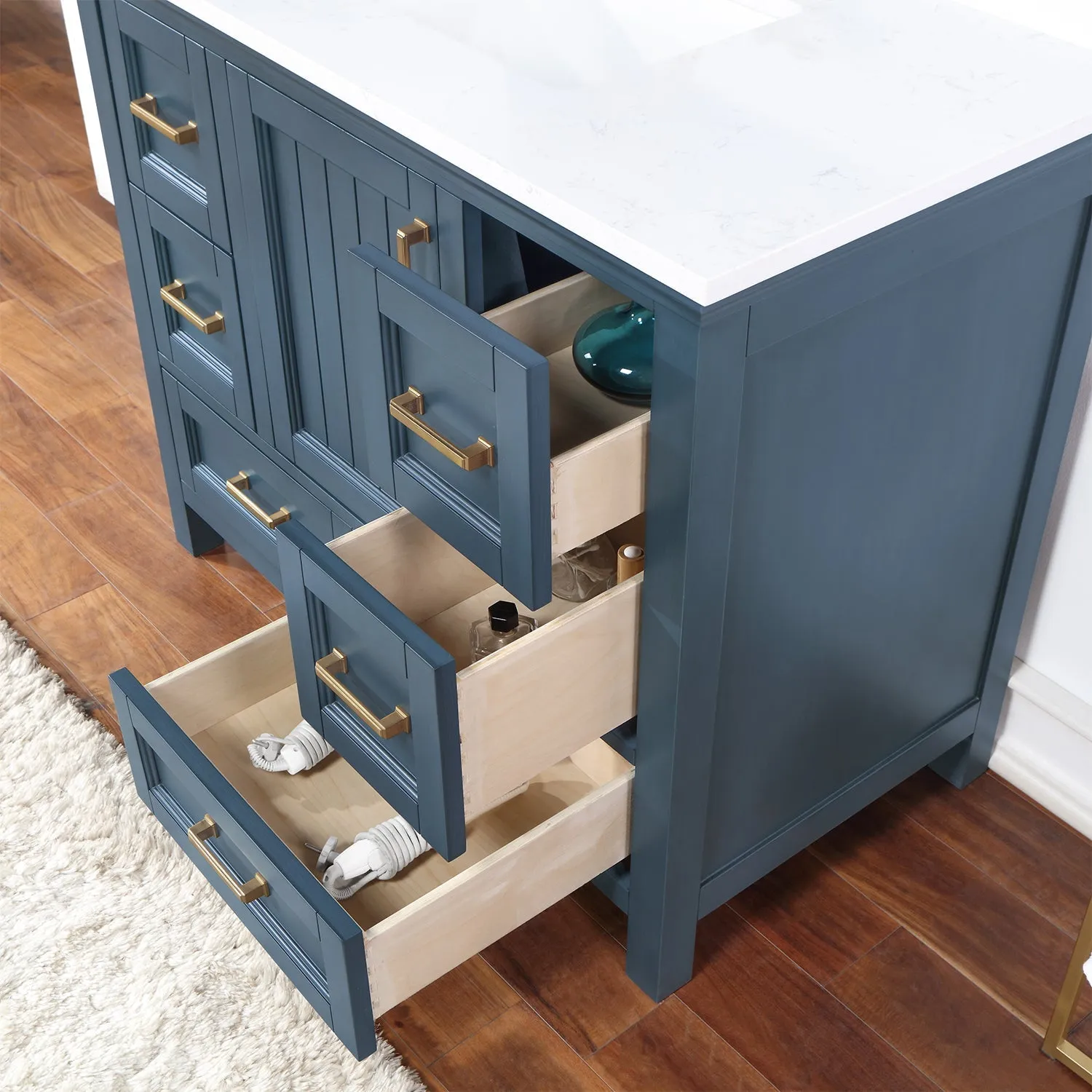 Altair Designs Isla 42" Single Bathroom Vanity Set with Composite Aosta White Stone Countertop - 538042-GR-AW-NM