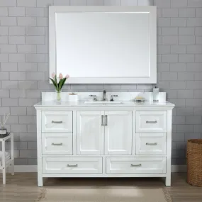 Altair Designs Isla 60" Single Bathroom Vanity Set with White Composite Aosta Marble Countertop - 538060S-WH-AW-NM