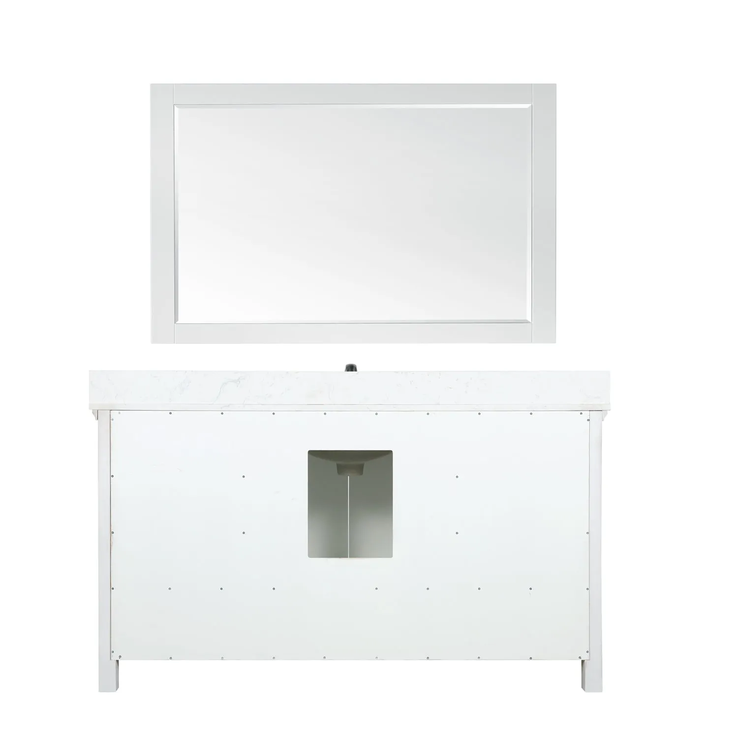 Altair Designs Isla 60" Single Bathroom Vanity Set with White Composite Aosta Marble Countertop - 538060S-WH-AW-NM