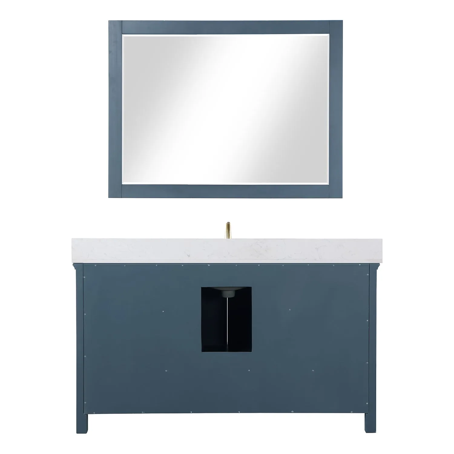Altair Designs Isla 60" Single Bathroom Vanity Set with White Composite Aosta Marble Countertop - 538060S-WH-AW-NM