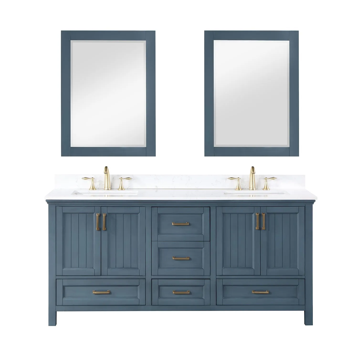 Altair Designs Isla 72" Double Bathroom Vanity Set with Aosta White Marble Countertop - 538072-WH-AW-NM