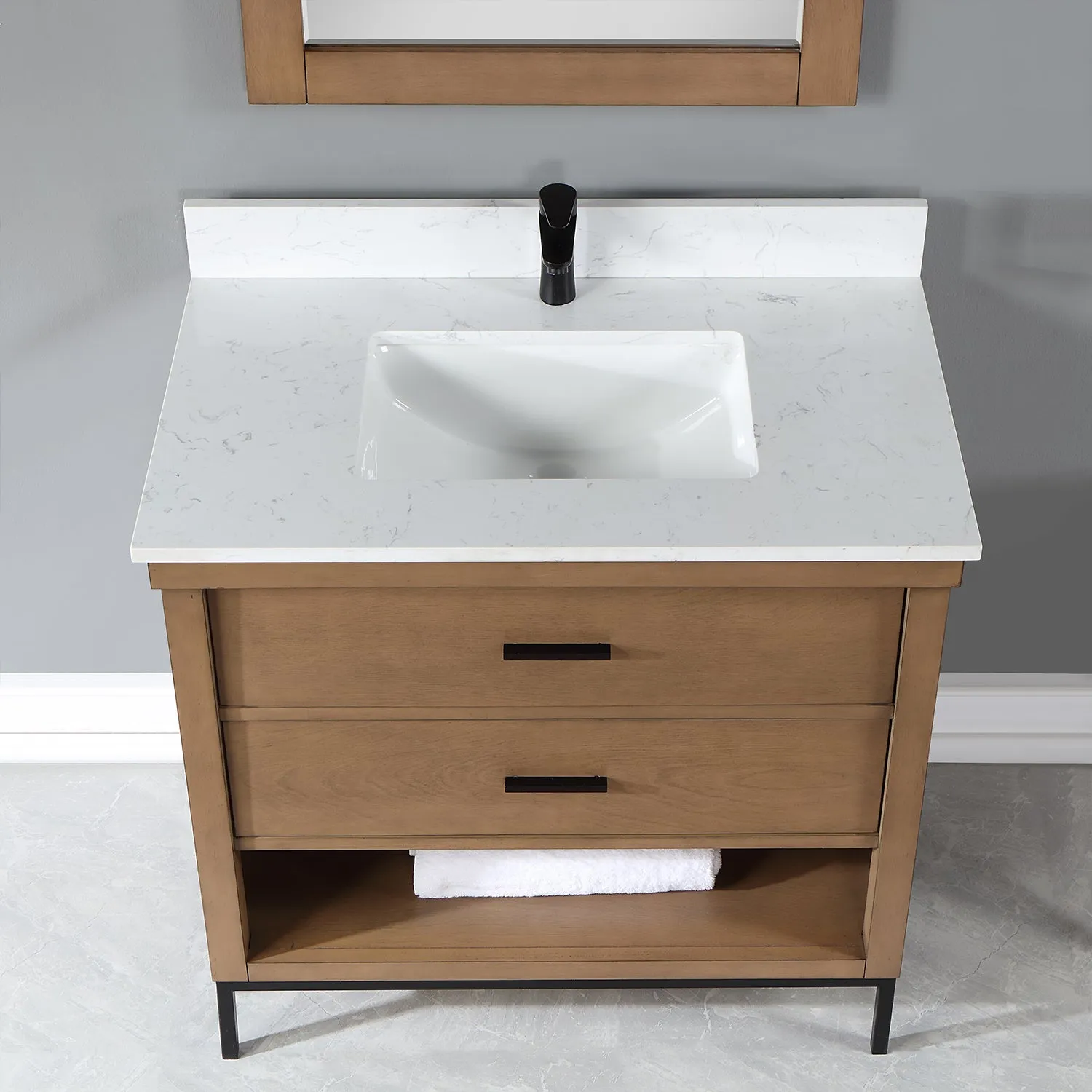 Altair Designs Kesia 36" Single Bathroom Vanity Set with Aosta White Composite Stone Countertop - 545036-WH-AW-NM