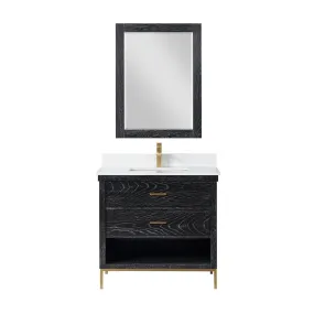 Altair Designs Kesia 36" Single Bathroom Vanity Set with Aosta White Composite Stone Countertop - 545036-WH-AW-NM