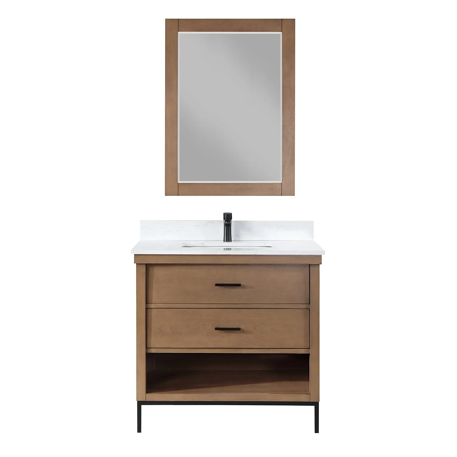 Altair Designs Kesia 36" Single Bathroom Vanity Set with Aosta White Composite Stone Countertop - 545036-WH-AW-NM