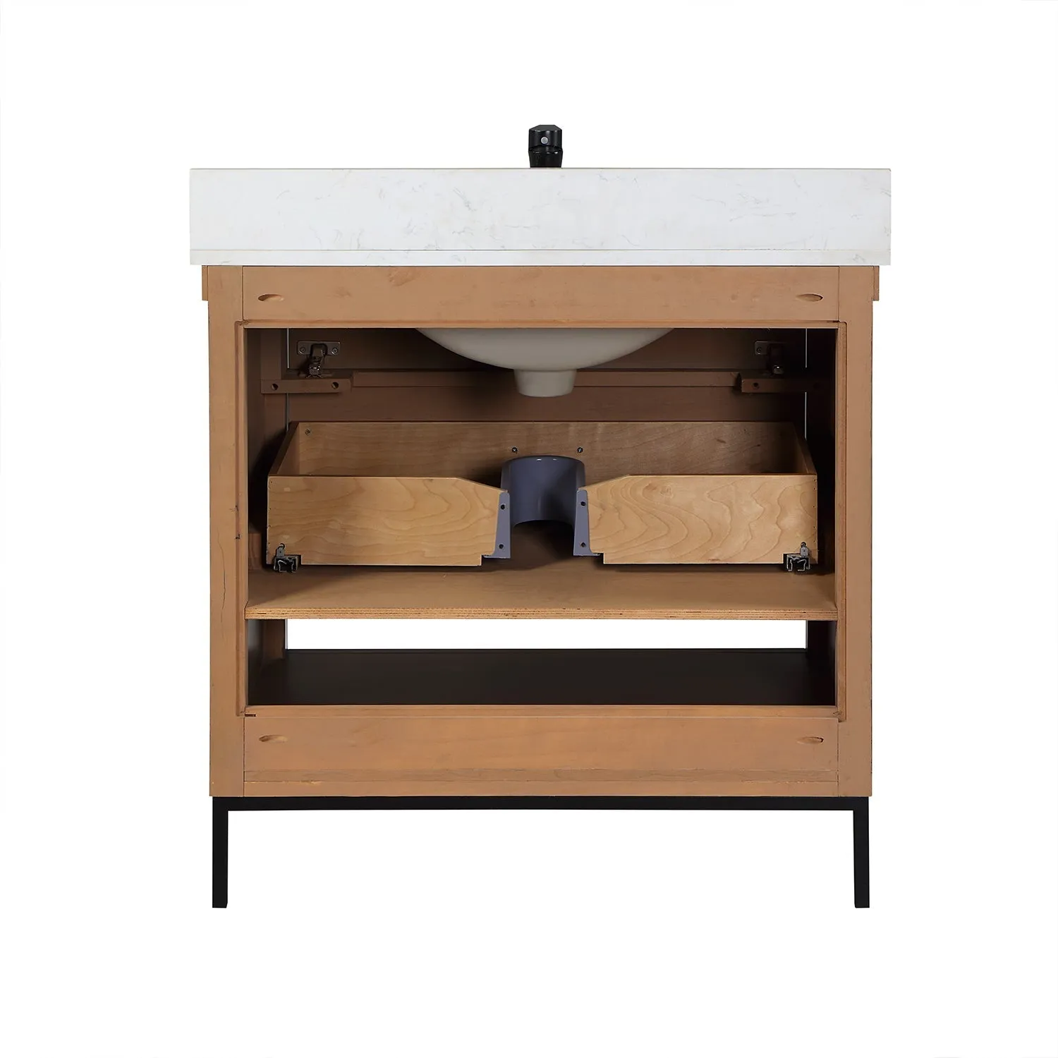 Altair Designs Kesia 36" Single Bathroom Vanity Set with Aosta White Composite Stone Countertop - 545036-WH-AW-NM