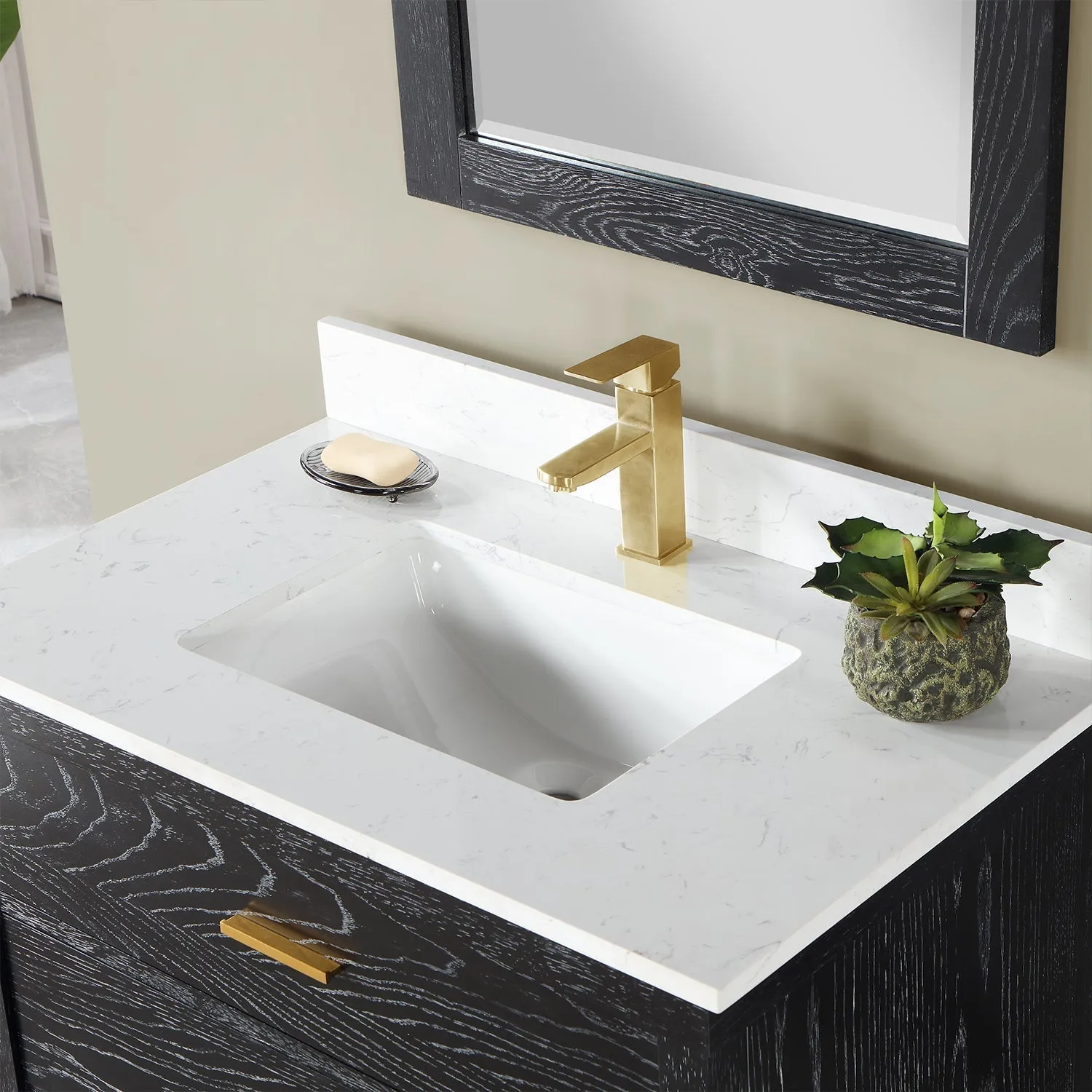 Altair Designs Kesia 36" Single Bathroom Vanity Set with Aosta White Composite Stone Countertop - 545036-WH-AW-NM
