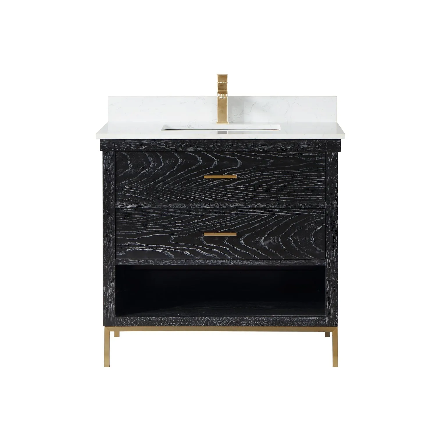 Altair Designs Kesia 36" Single Bathroom Vanity Set with Aosta White Composite Stone Countertop - 545036-WH-AW-NM