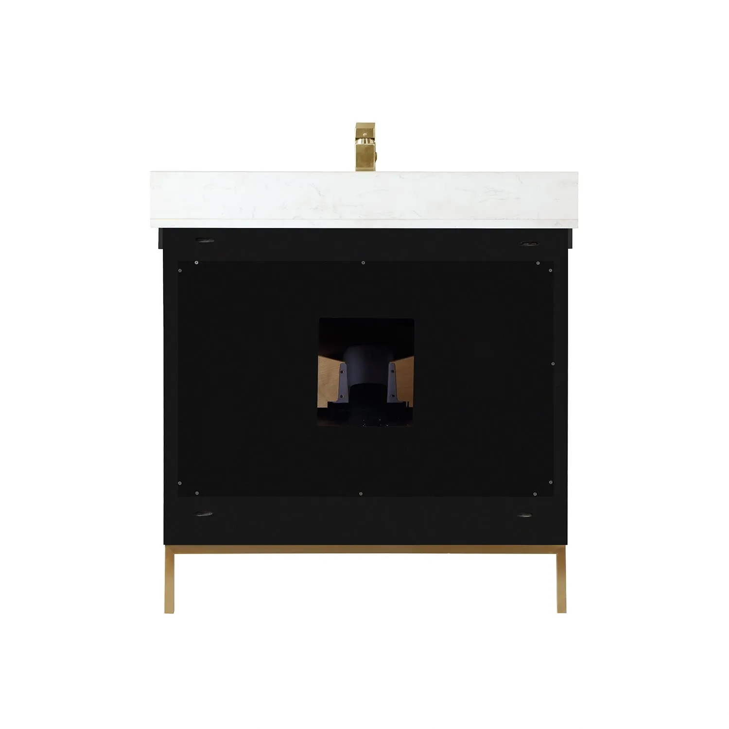Altair Designs Kesia 36" Single Bathroom Vanity Set with Aosta White Composite Stone Countertop - 545036-WH-AW-NM
