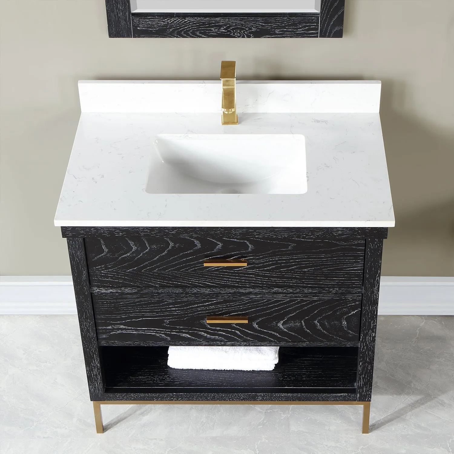 Altair Designs Kesia 36" Single Bathroom Vanity Set with Aosta White Composite Stone Countertop - 545036-WH-AW-NM