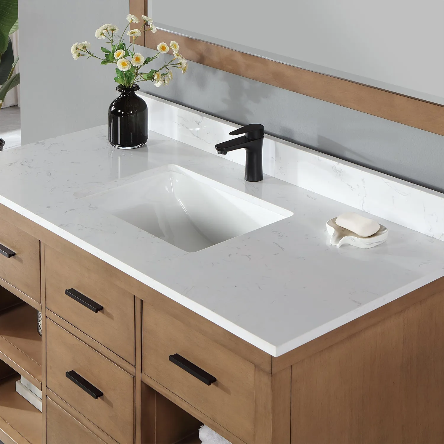 Altair Designs Kesia 48" Single Bathroom Vanity Set with Aosta White Composite Stone Countertop - 545048-WH-AW-NM