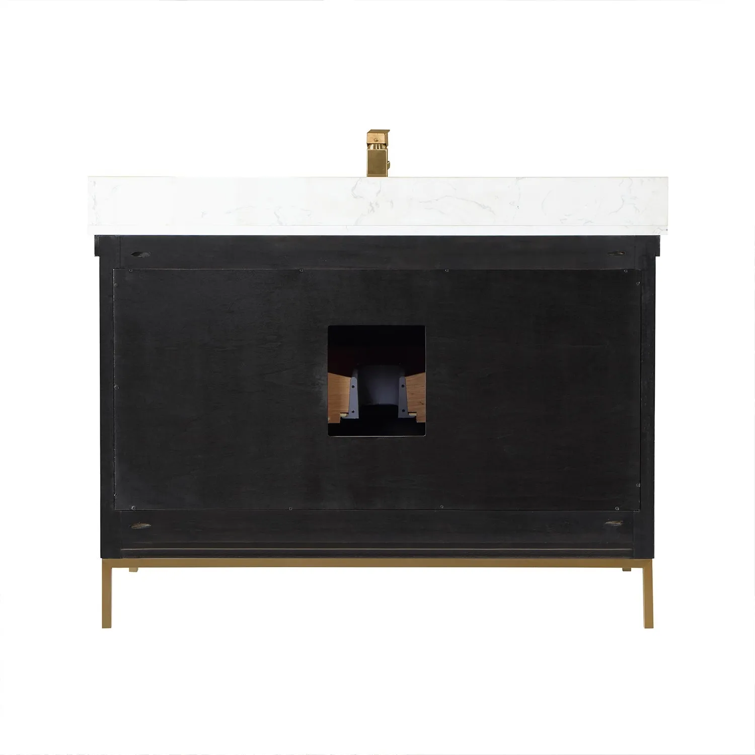 Altair Designs Kesia 48" Single Bathroom Vanity Set with Aosta White Composite Stone Countertop - 545048-WH-AW-NM