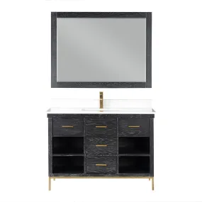 Altair Designs Kesia 48" Single Bathroom Vanity Set with Aosta White Composite Stone Countertop - 545048-WH-AW-NM