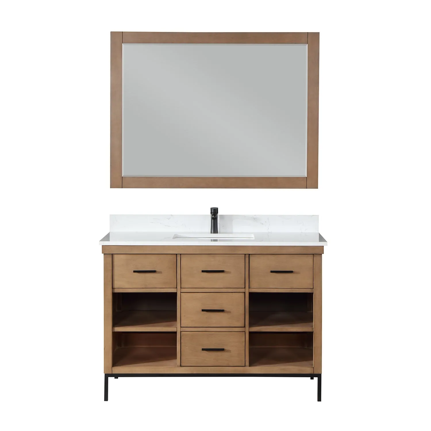 Altair Designs Kesia 48" Single Bathroom Vanity Set with Aosta White Composite Stone Countertop - 545048-WH-AW-NM