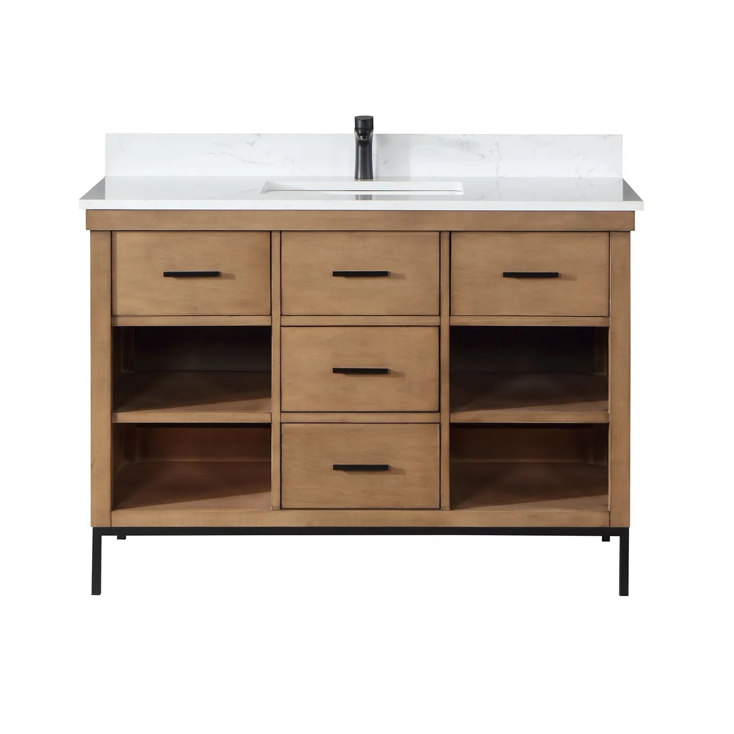 Altair Designs Kesia 48" Single Bathroom Vanity Set with Aosta White Composite Stone Countertop - 545048-WH-AW-NM