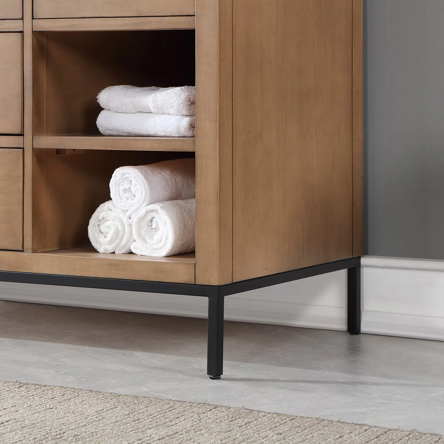 Altair Designs Kesia 48" Single Bathroom Vanity Set with Aosta White Composite Stone Countertop - 545048-WH-AW-NM