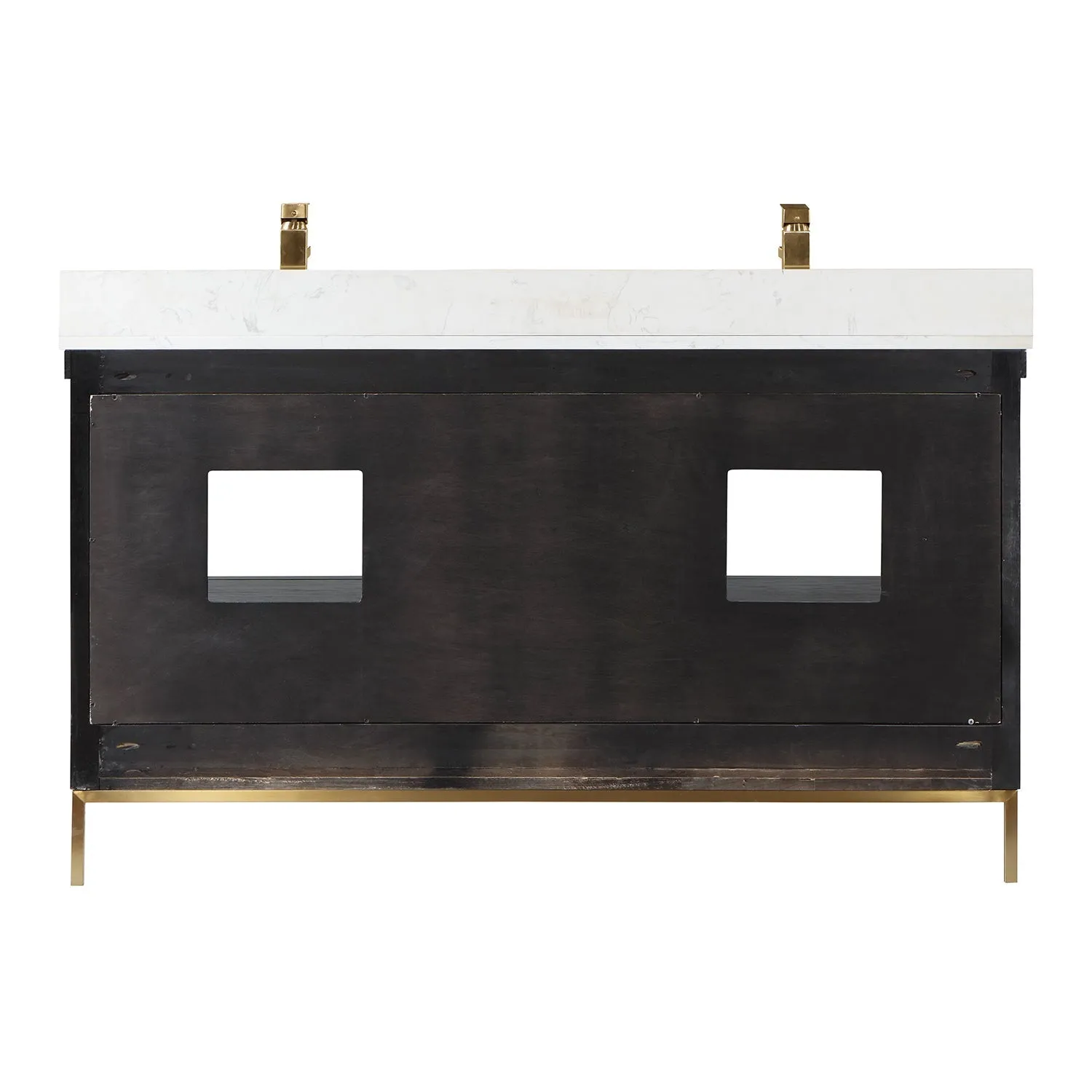 Altair Designs Kesia 60" Double Bathroom Vanity Set with Aosta White Composite Stone Countertop - 545060-WH-AW-NM