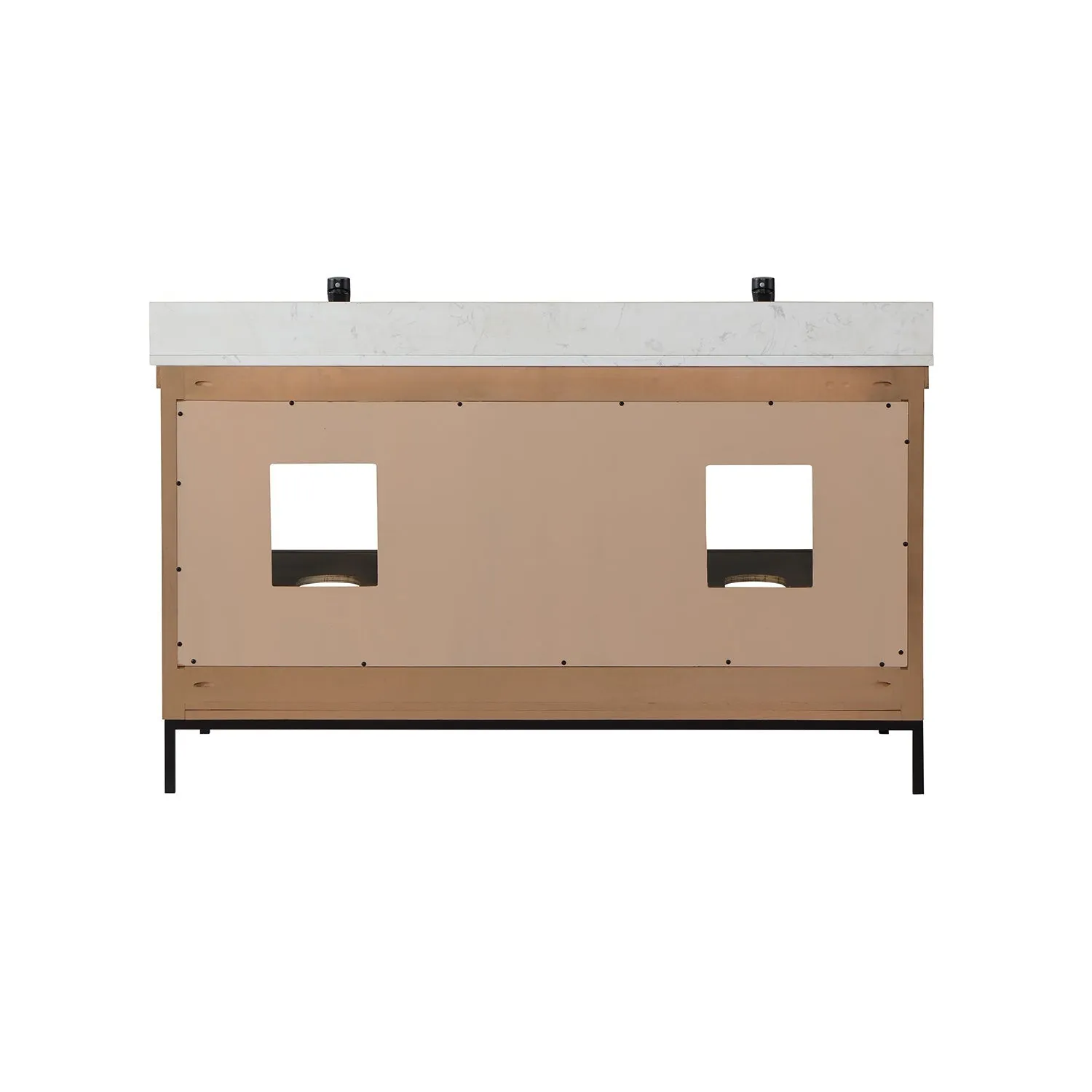 Altair Designs Kesia 60" Double Bathroom Vanity Set with Aosta White Composite Stone Countertop - 545060-WH-AW-NM