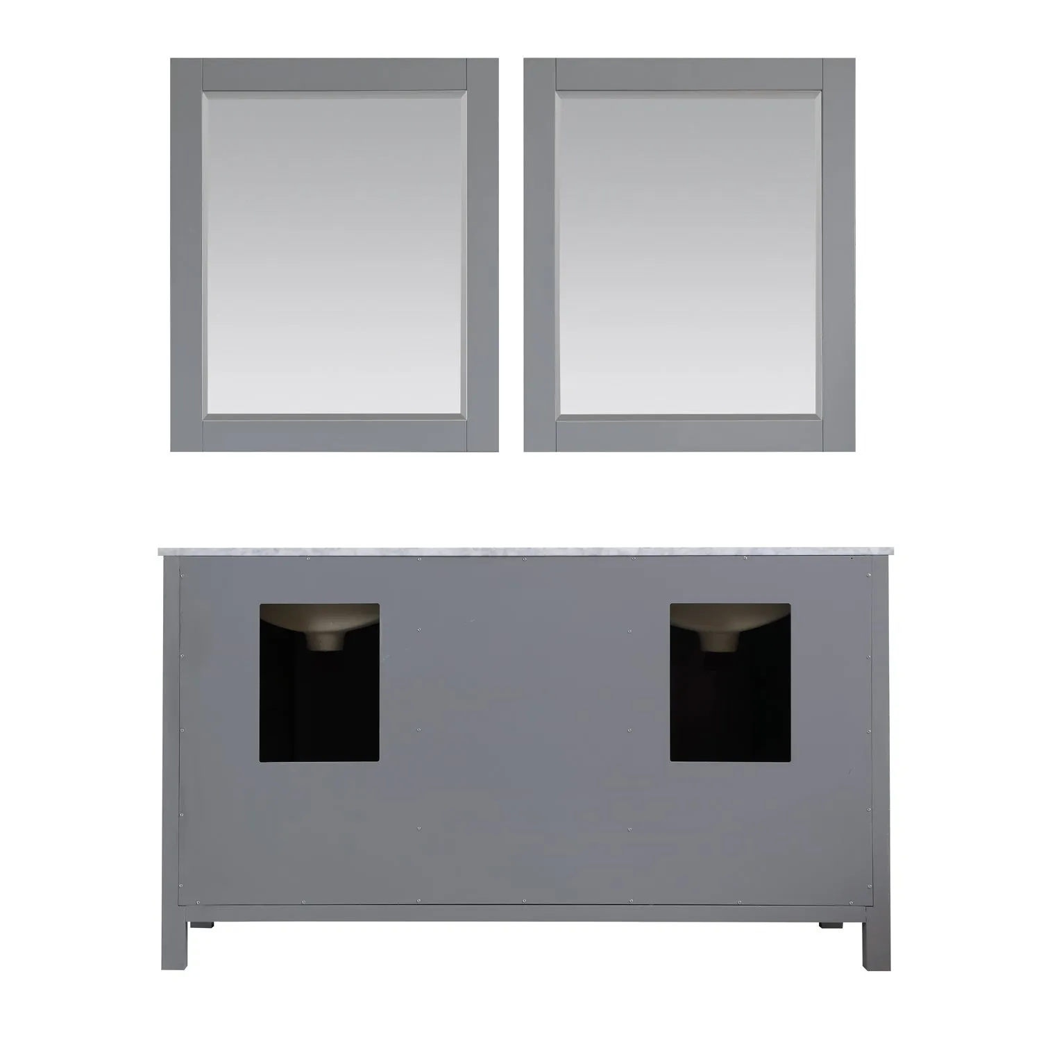 Altair Designs Kinsley 60" Double Bathroom Vanity Set with Carrara White Marble Countertop - 536060-WH-CA-NM