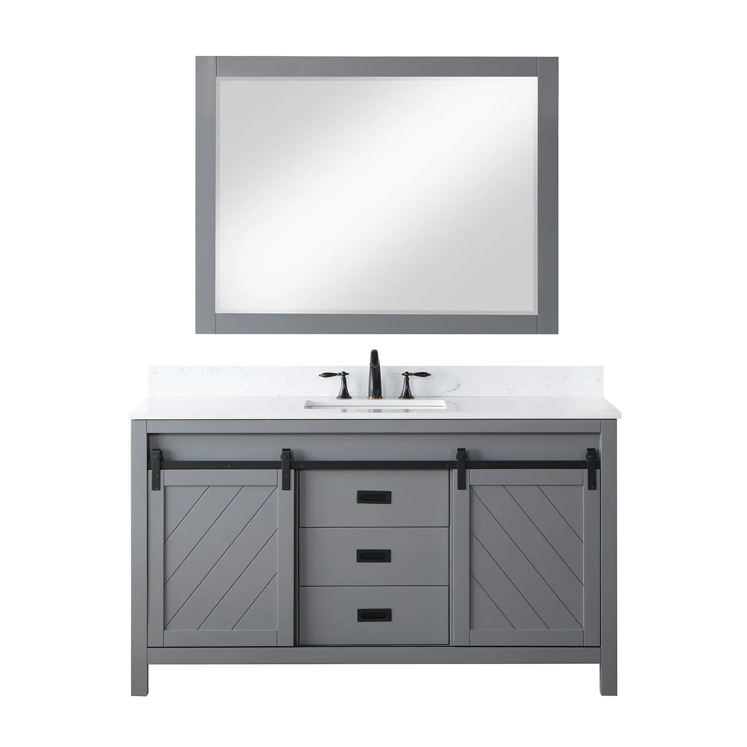 Altair Designs Kinsley 60" Single Bathroom Vanity Set with Aosta White Marble Countertop - 536060S-WH-AW-NM