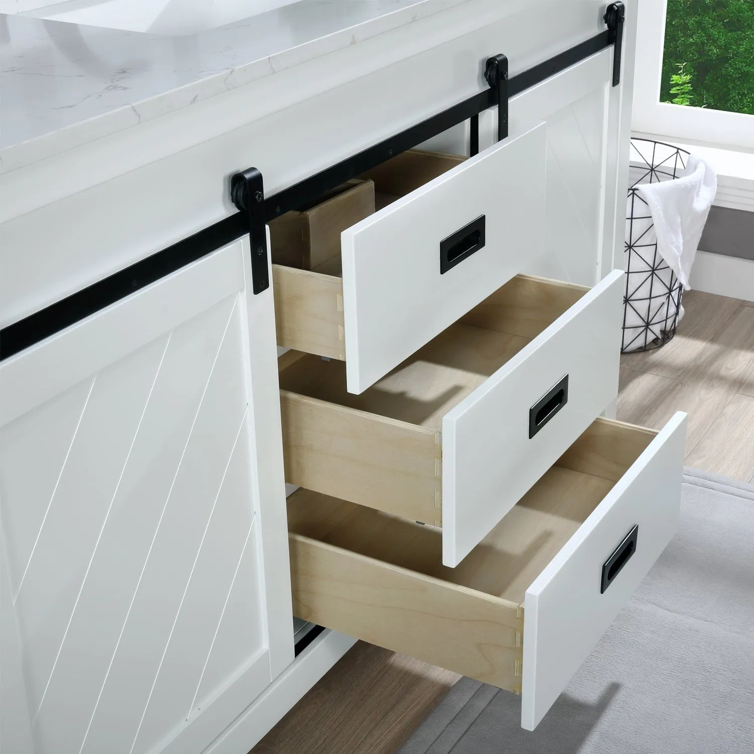 Altair Designs Kinsley 60" Single Bathroom Vanity Set with Aosta White Marble Countertop - 536060S-WH-AW-NM