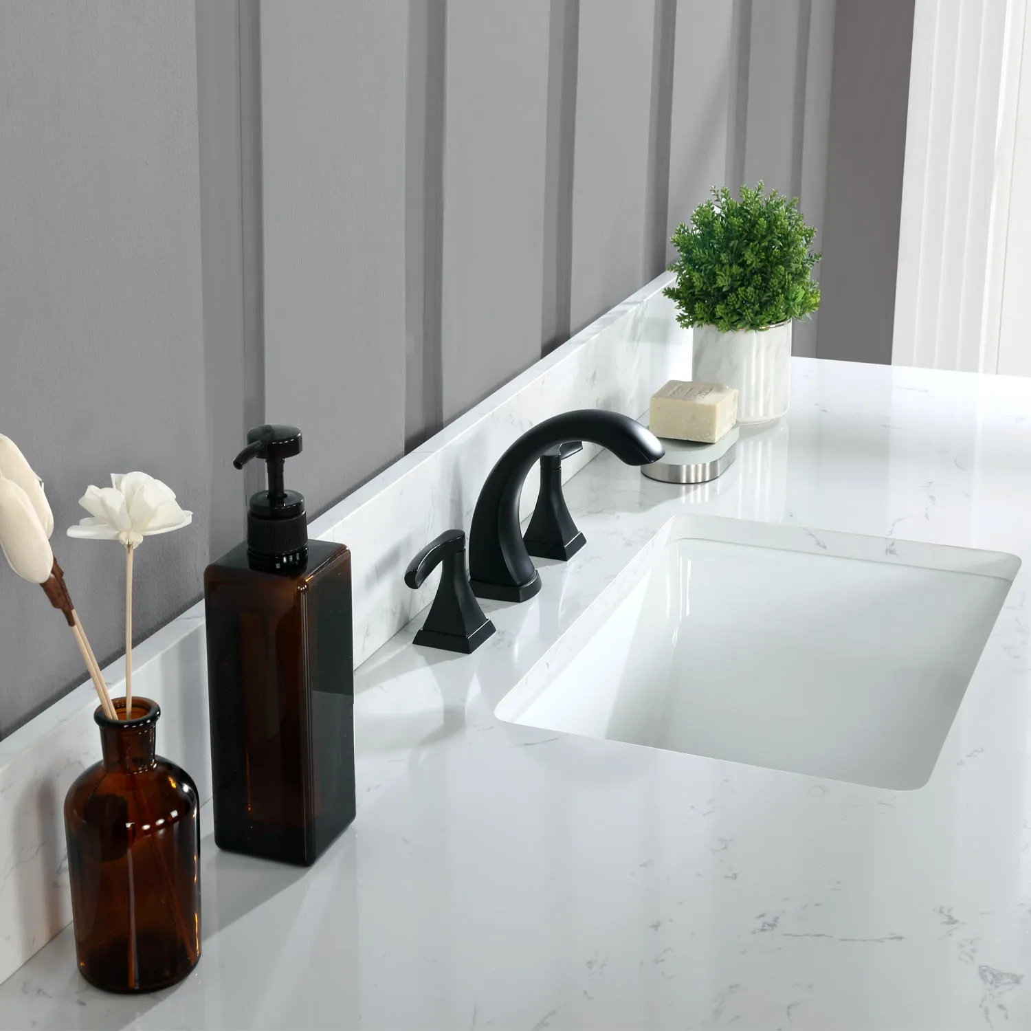 Altair Designs Kinsley 60" Single Bathroom Vanity Set with Aosta White Marble Countertop - 536060S-WH-AW-NM