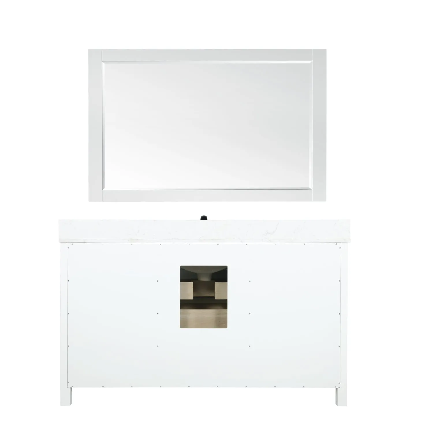 Altair Designs Kinsley 60" Single Bathroom Vanity Set with Aosta White Marble Countertop - 536060S-WH-AW-NM