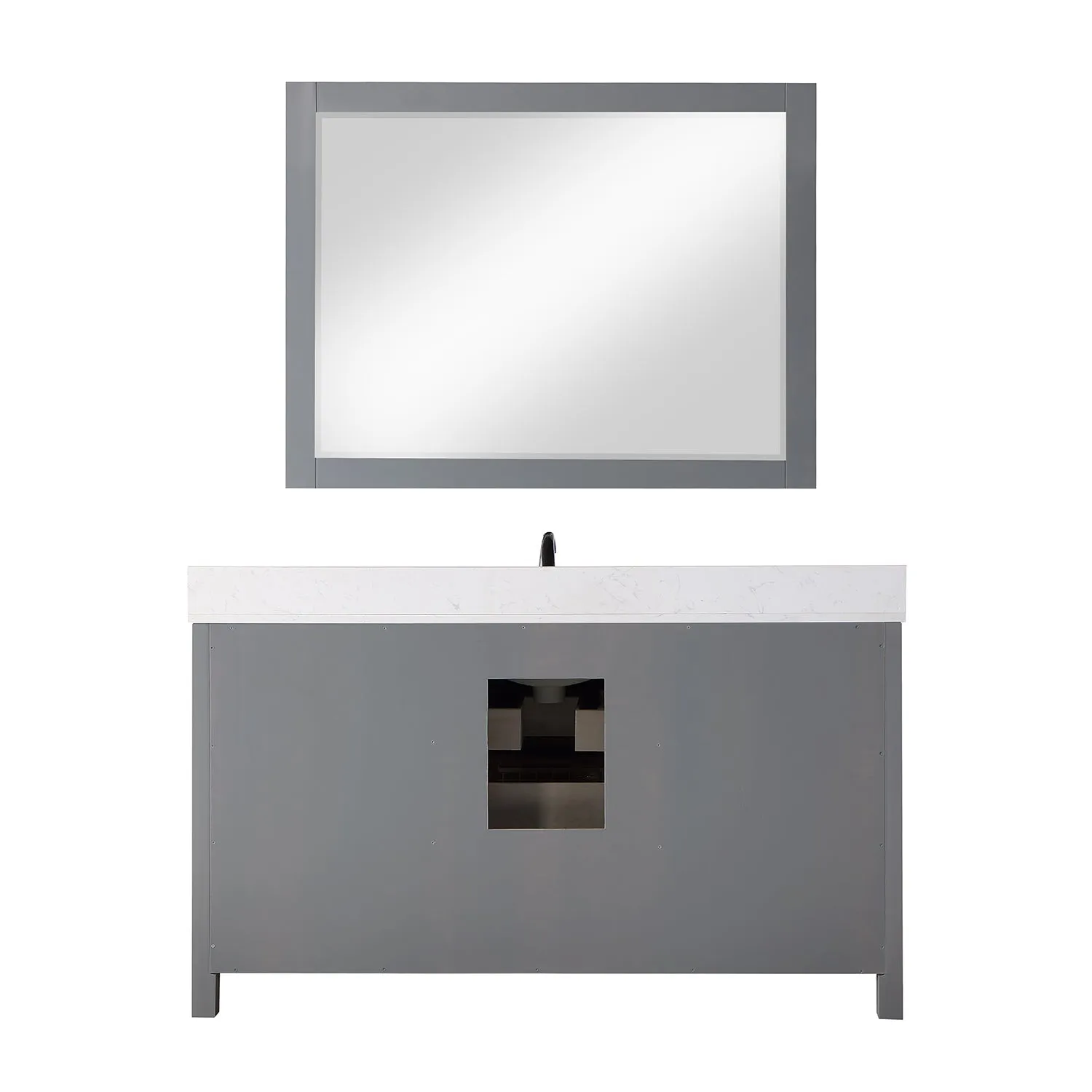 Altair Designs Kinsley 60" Single Bathroom Vanity Set with Aosta White Marble Countertop - 536060S-WH-AW-NM