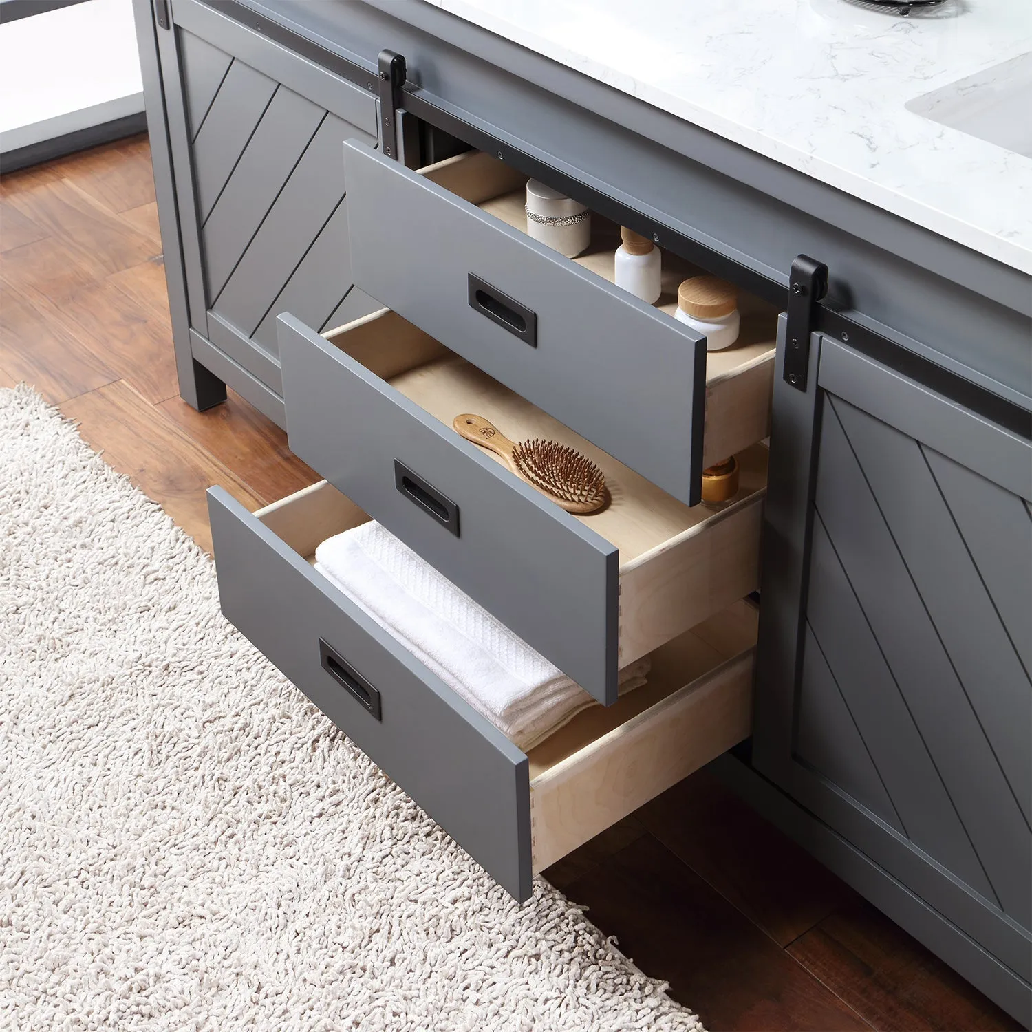 Altair Designs Kinsley 72" Double Bathroom Vanity Set with Aosta White Marble Countertop - 536072-WH-AW-NM