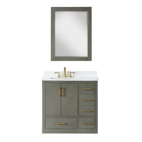 Altair Designs Monna 36" Single Bathroom Vanity Set with Aosta White Composite Stone Countertop - 544036-WH-CG-NM
