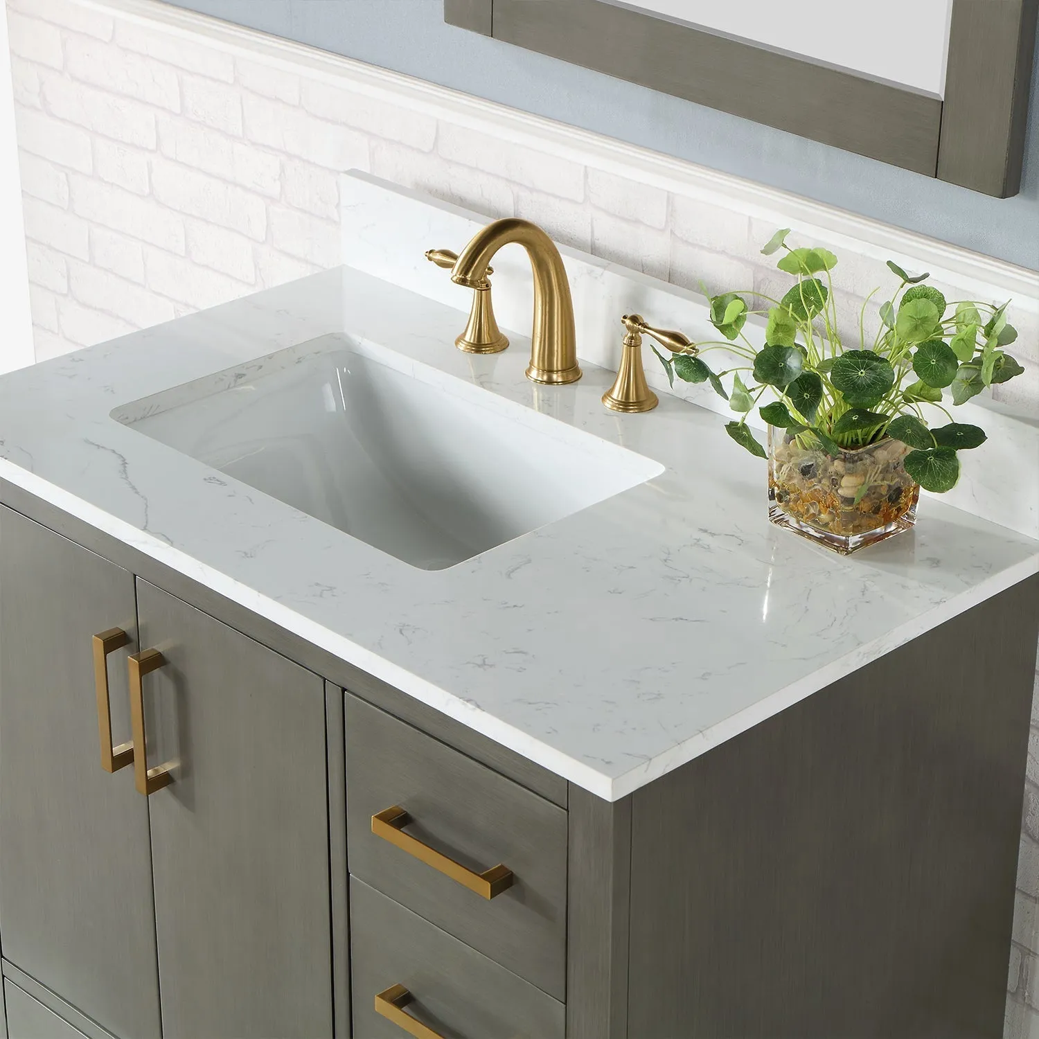 Altair Designs Monna 36" Single Bathroom Vanity Set with Aosta White Composite Stone Countertop - 544036-WH-CG-NM