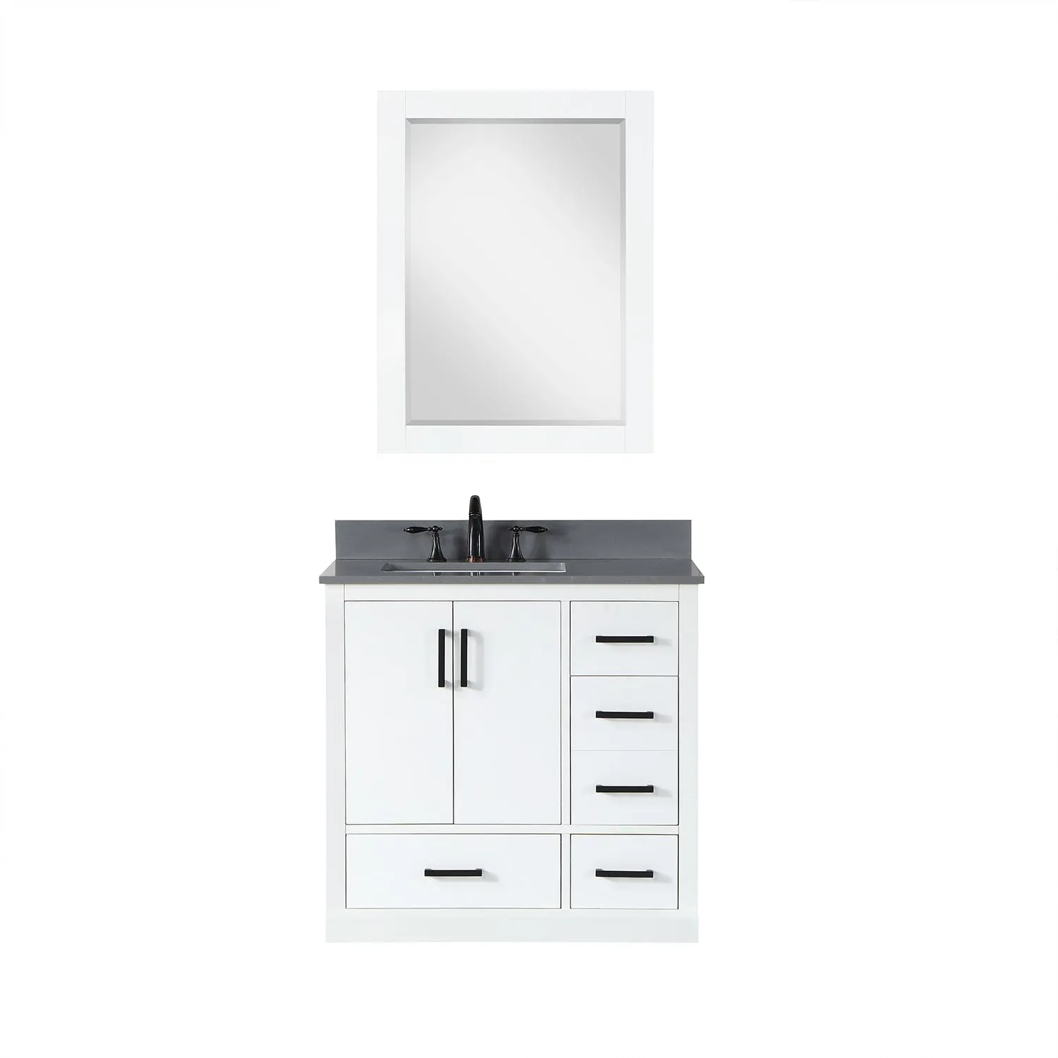 Altair Designs Monna 36" Single Bathroom Vanity Set with Aosta White Composite Stone Countertop - 544036-WH-CG-NM