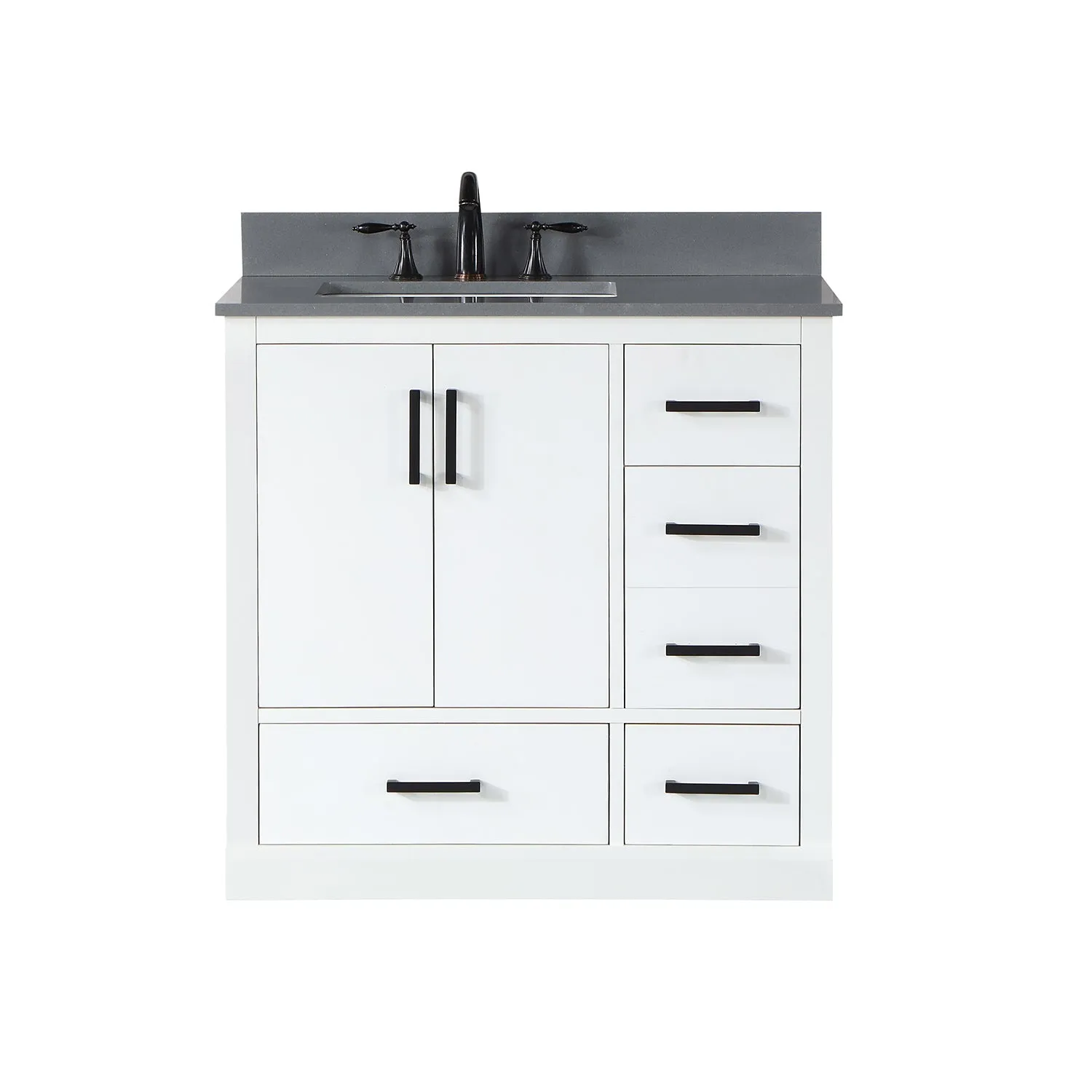 Altair Designs Monna 36" Single Bathroom Vanity Set with Aosta White Composite Stone Countertop - 544036-WH-CG-NM