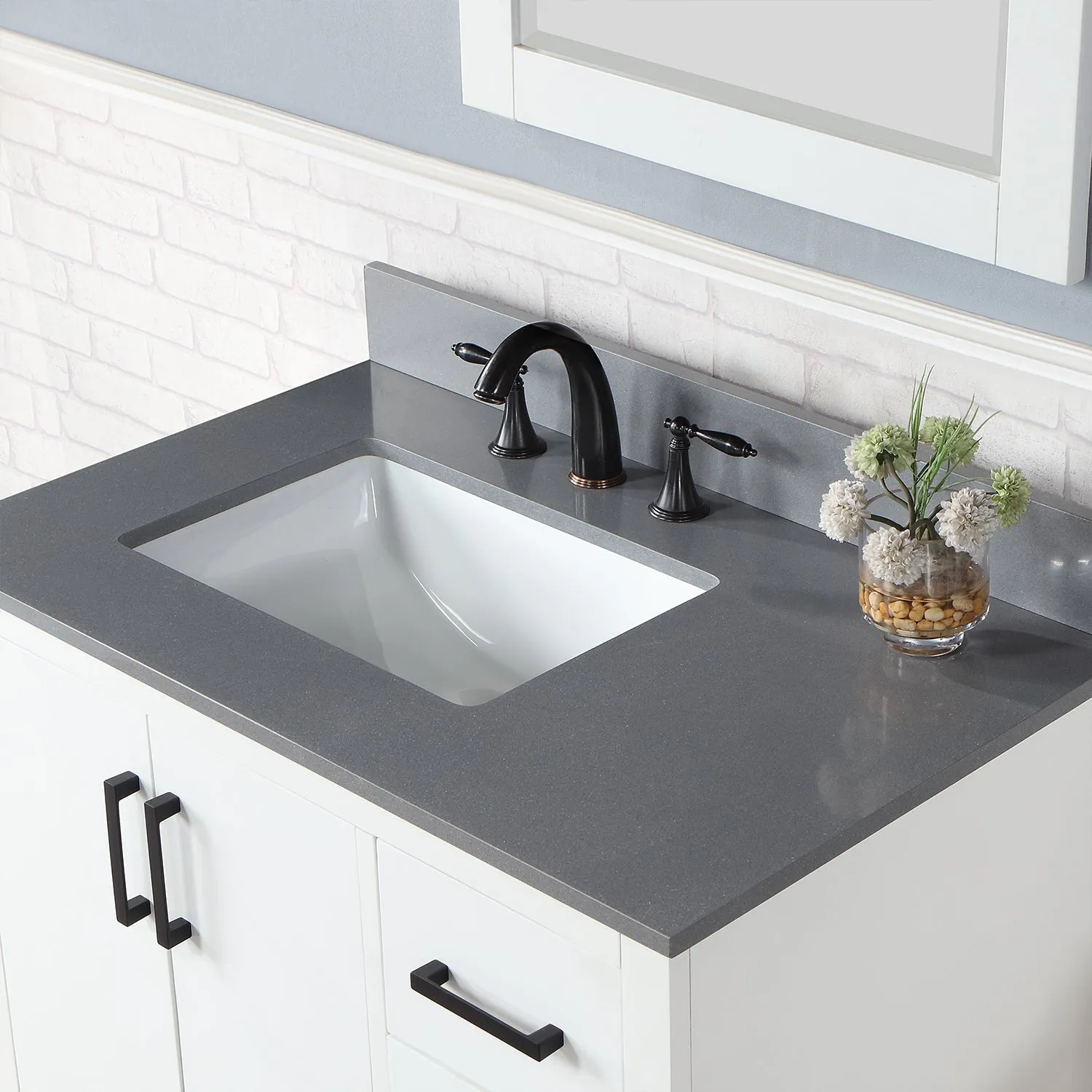 Altair Designs Monna 36" Single Bathroom Vanity Set with Aosta White Composite Stone Countertop - 544036-WH-CG-NM