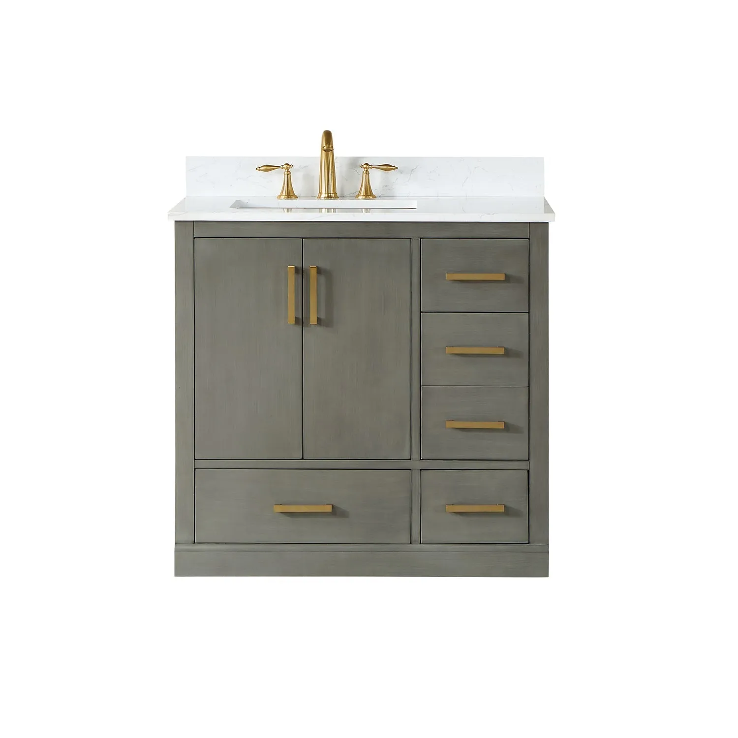 Altair Designs Monna 36" Single Bathroom Vanity Set with Aosta White Composite Stone Countertop - 544036-WH-CG-NM