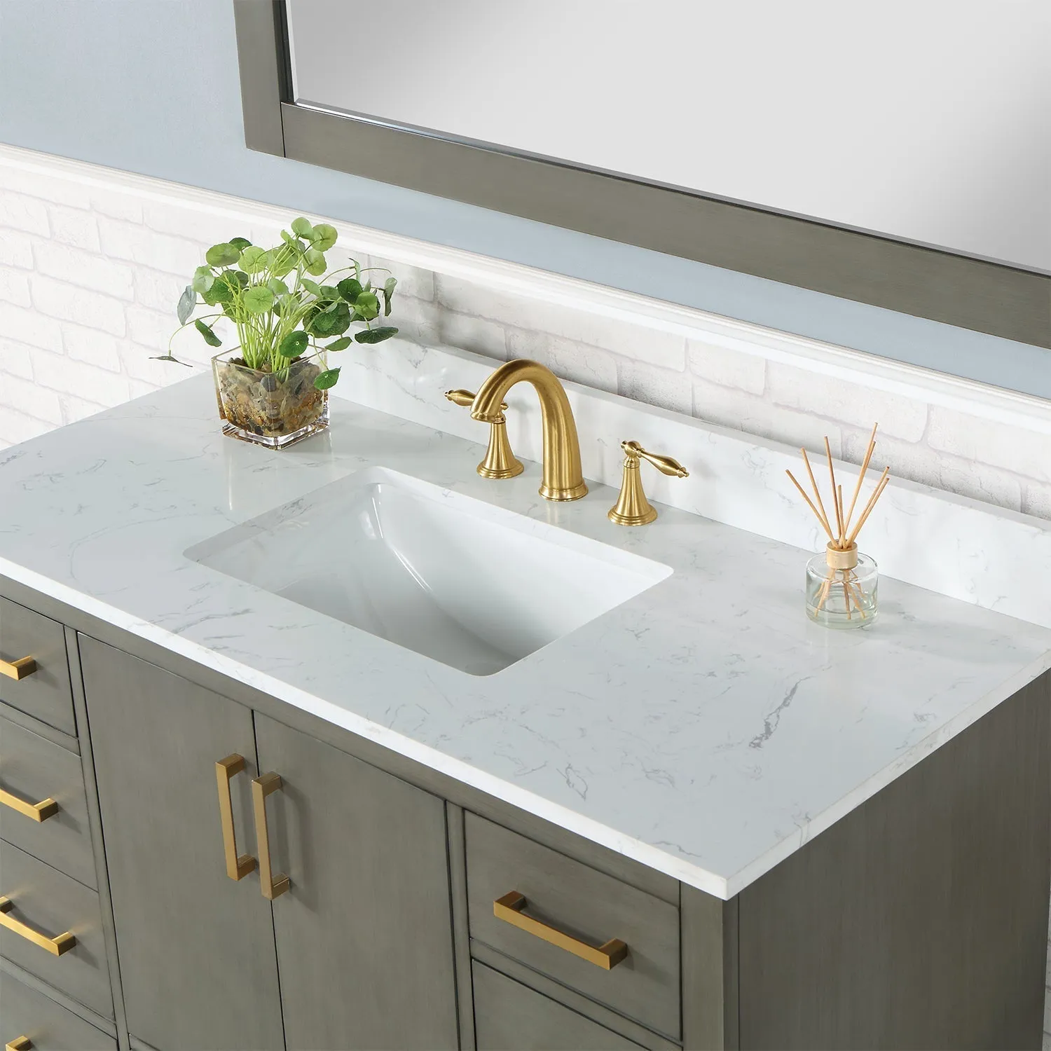 Altair Designs Monna 48" Single Bathroom Vanity Set with Aosta White Composite Stone Countertop - 544048-WH-CG-NM